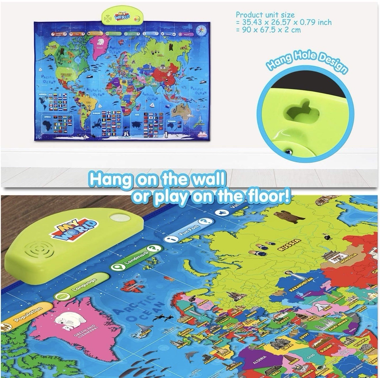 BEST LEARNING i-Poster My World – Interactive Talking World Map Kids Ages 5-12