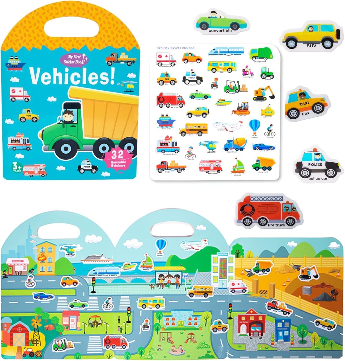 Jelly Reusable Sticker Books for Toddlers 1-3 2-4 , Portable Travel Toys Stic…