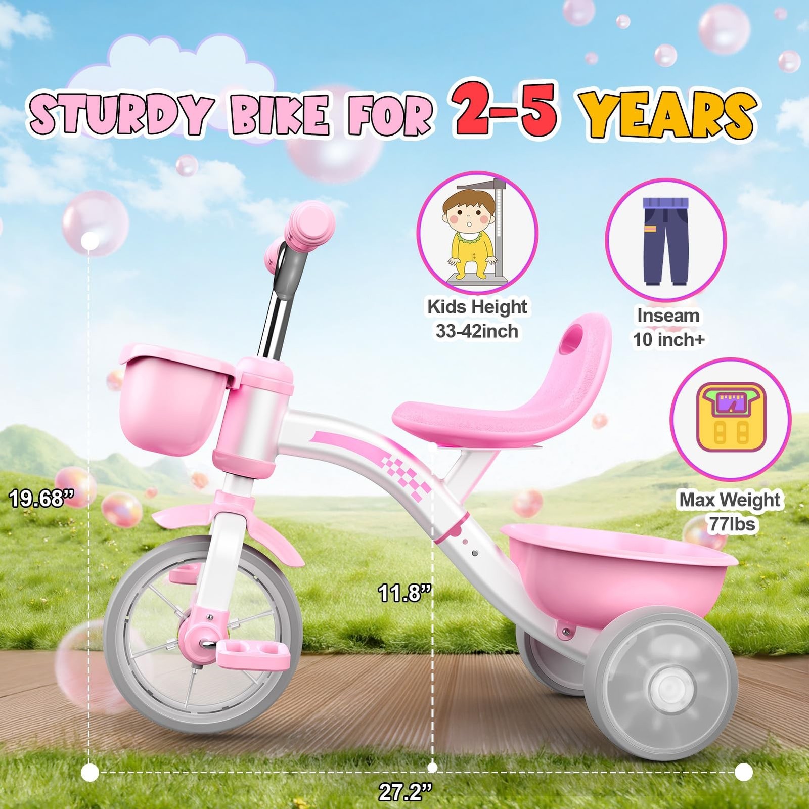 Toddler Tricycle for 1-3 3-5 Year Olds, 2 3 4 5 Year Old Girl Birthday Gifts,…