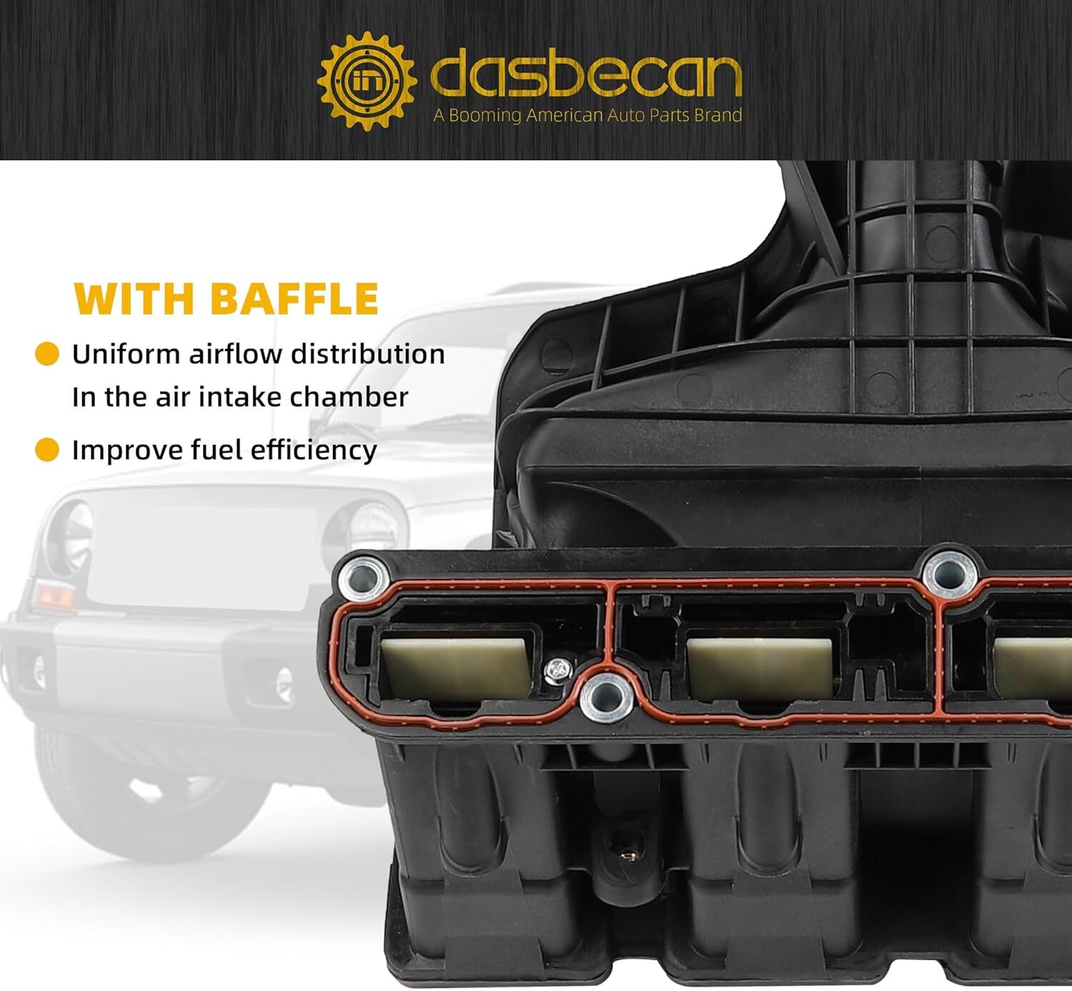 Dasbecan Engine Intake Manifold with Flow Control Valve Air Pressure Sensor