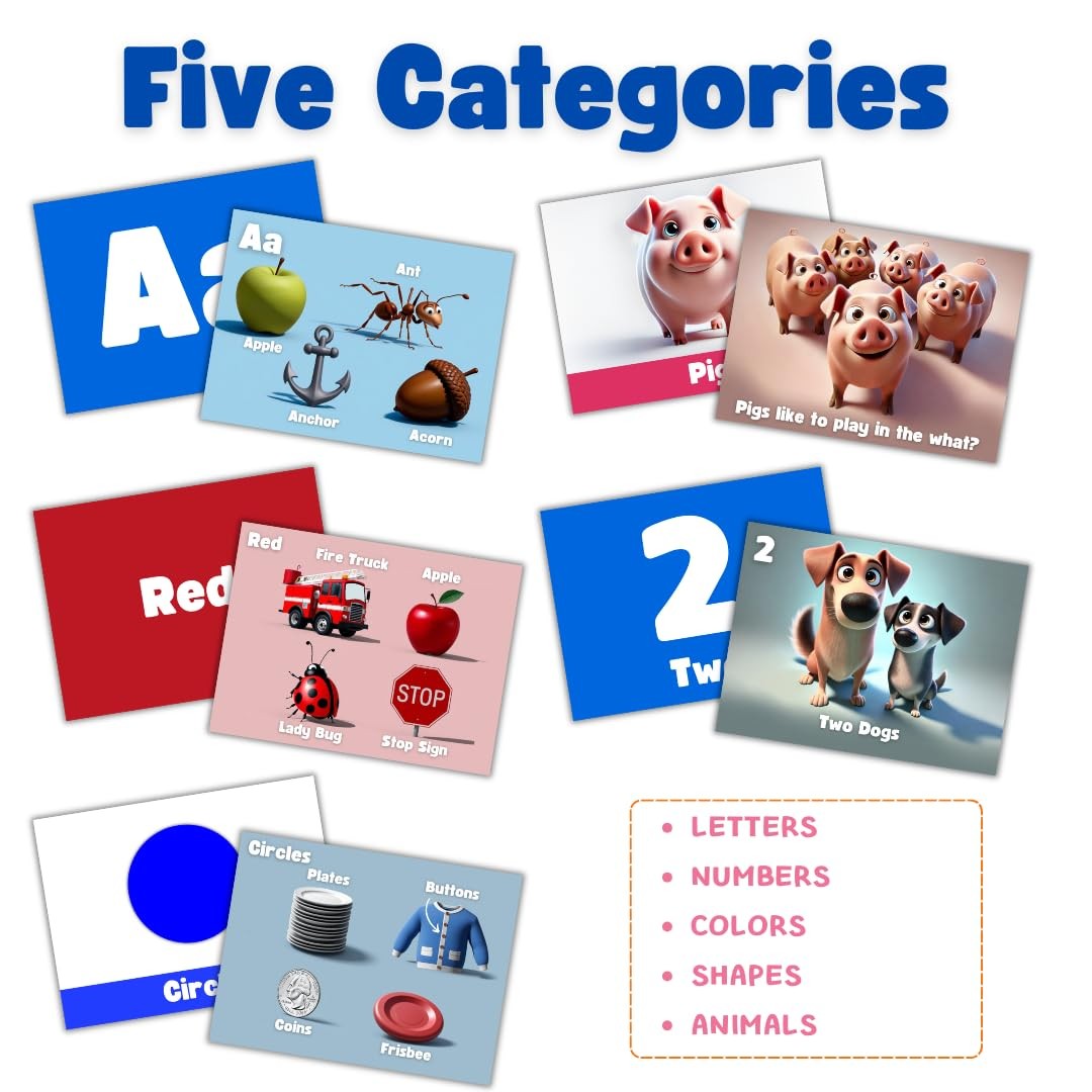 Toddler Flashcards Letters, Numbers, Colors, Shapes & Animals for Ages 1~3
