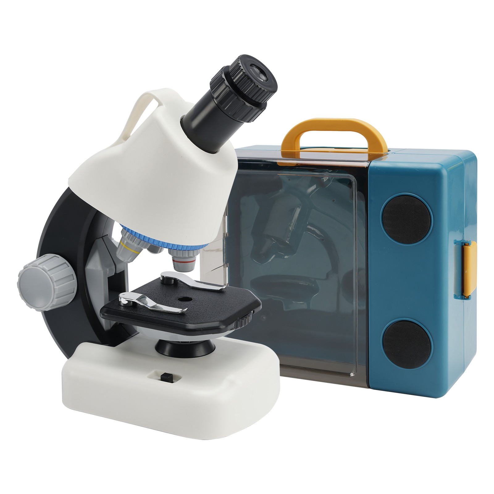 Handheld Microscope LED 100X-1200X Magnification Science Toys Kit For Kid White`