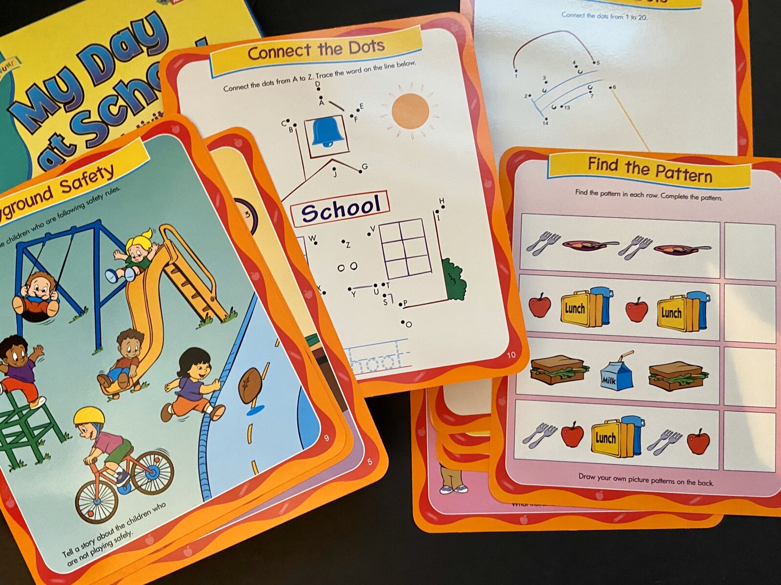 NEW! 4-6 TREND Enterprises “MY DAY AT SCHOOL” 10 2-sided WIPE OFF ACTIVITY CARDS