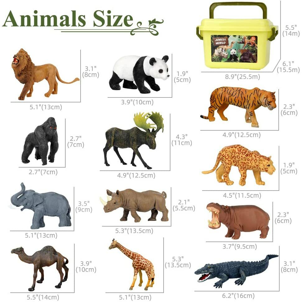 12pcs Jumbo Safari Animals Figures Zoo Animals Action Figure Play Set For Kids