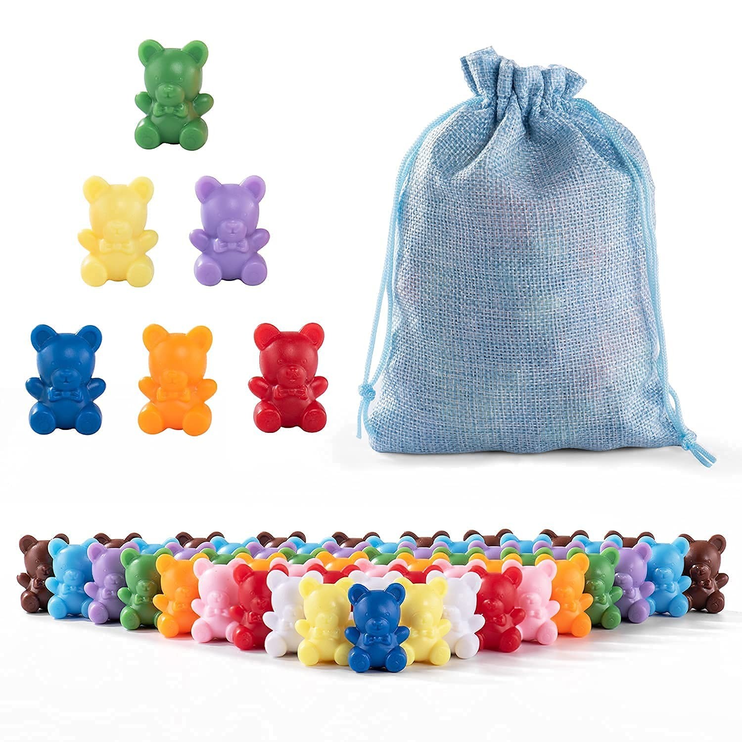 XINHUIDALSQ Rainbow Counting Bears Set of 60, 6 Colors Sorting Teddy Plastic …