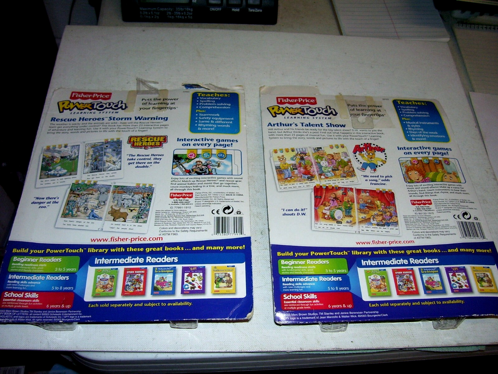 2 Fisher Price Power Touch Intermediate Readers, Storm Warning, Talent Show NIP