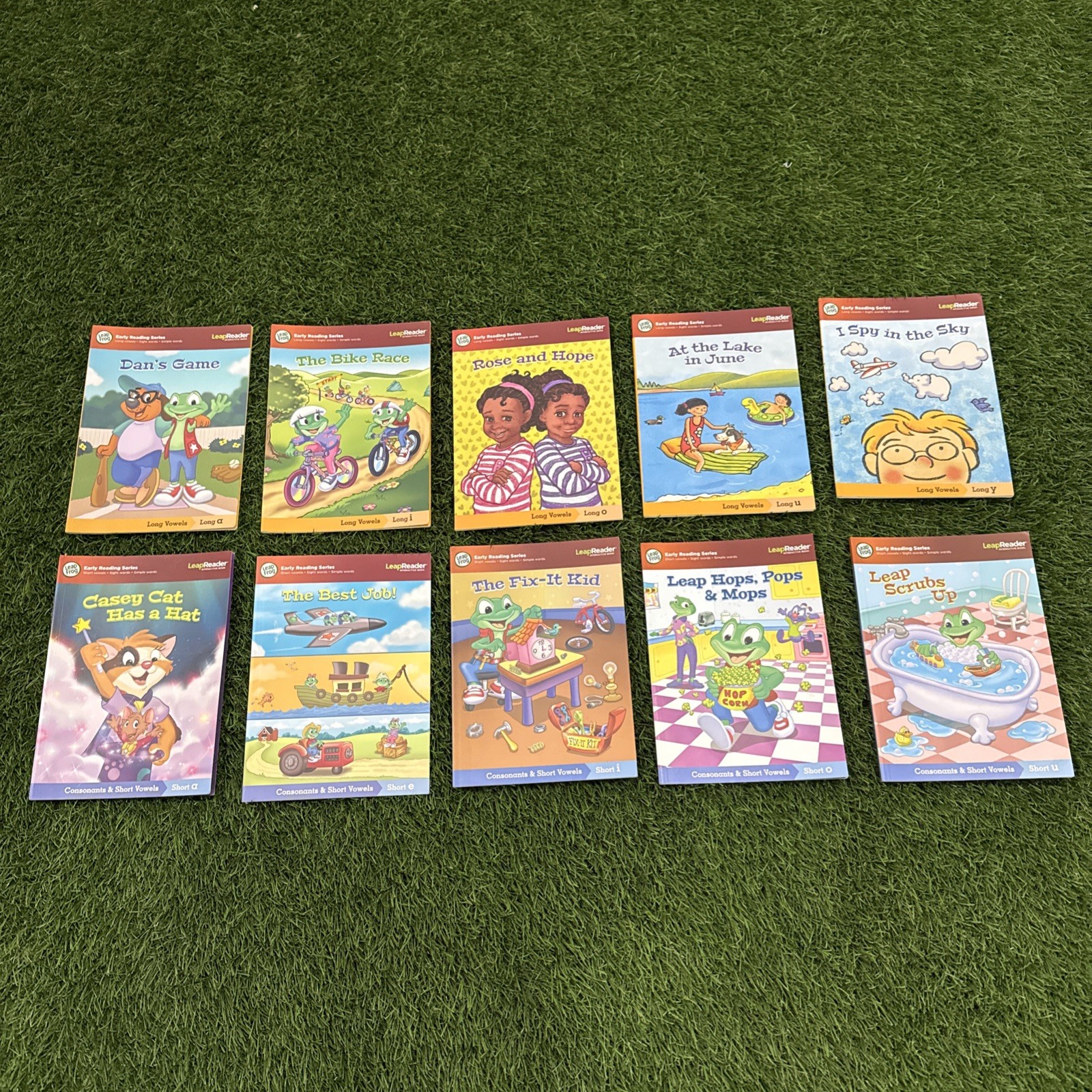 10 LeapFrog LeapReader books — TWO EARLY READING VOWEL SETS | Updated Edition