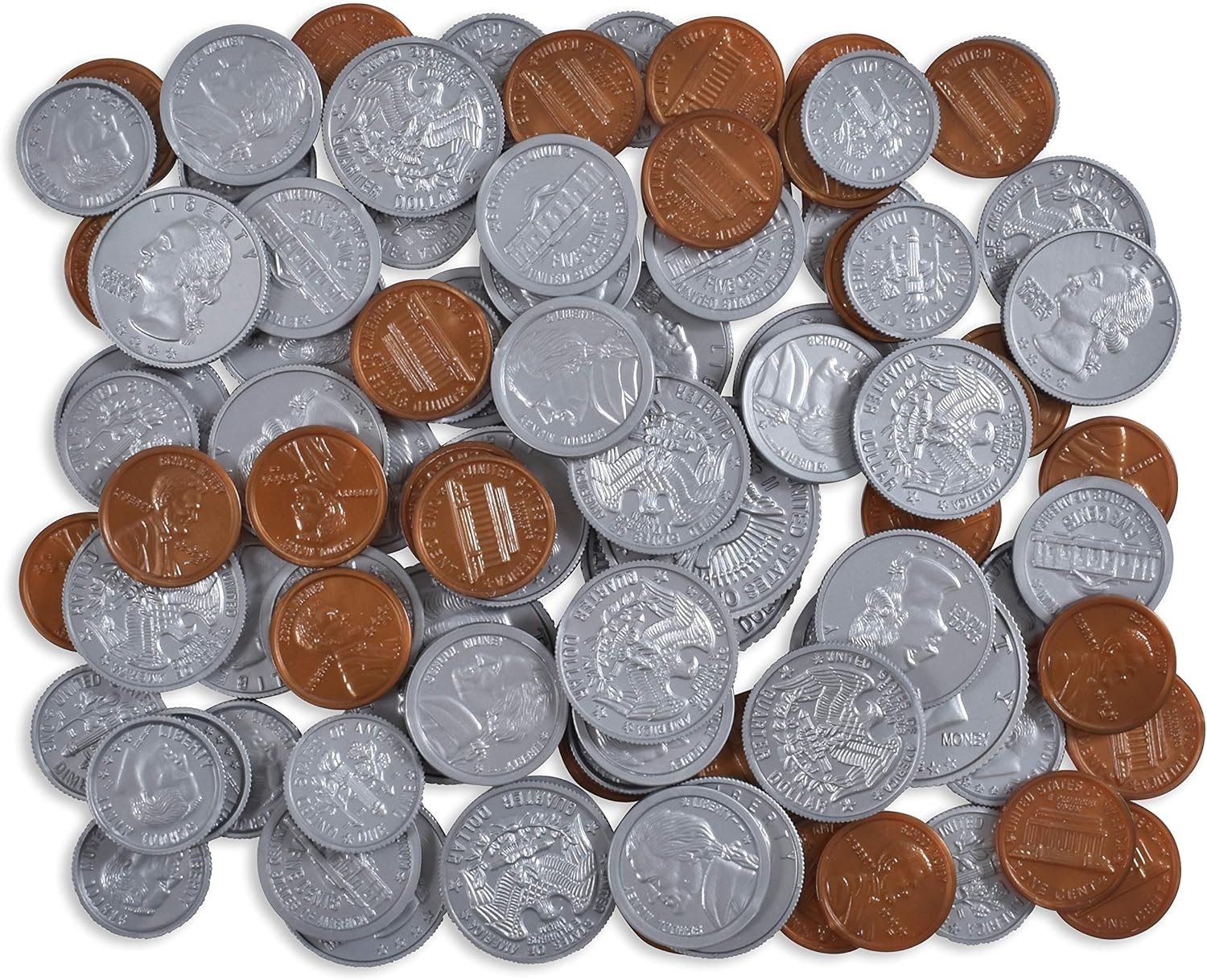 LEARNING ADVANTAGE Play Coin Set – 30 Pennies, 20 Nickels, 20 Dimes, 20 Quarters