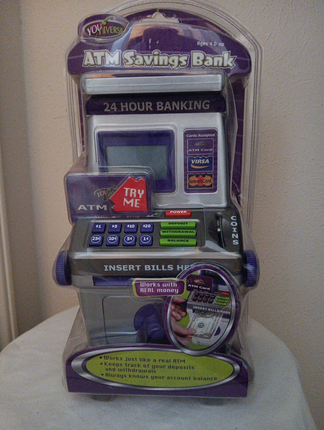 Vintage NEW IN BOX YOUNIVERSE Money ATM Machine SAVINGS BANK SUMMIT TOYS 2004.