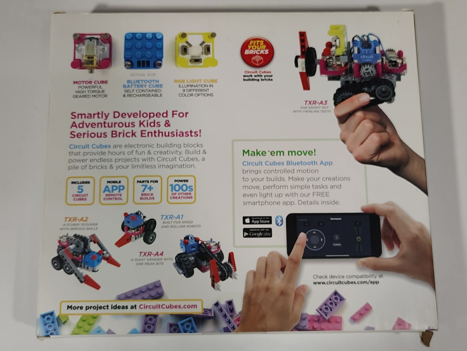 Circuit Cubes Robots Roll Build Bluetooth APP powered Vehicles Kit 165 parts NEW