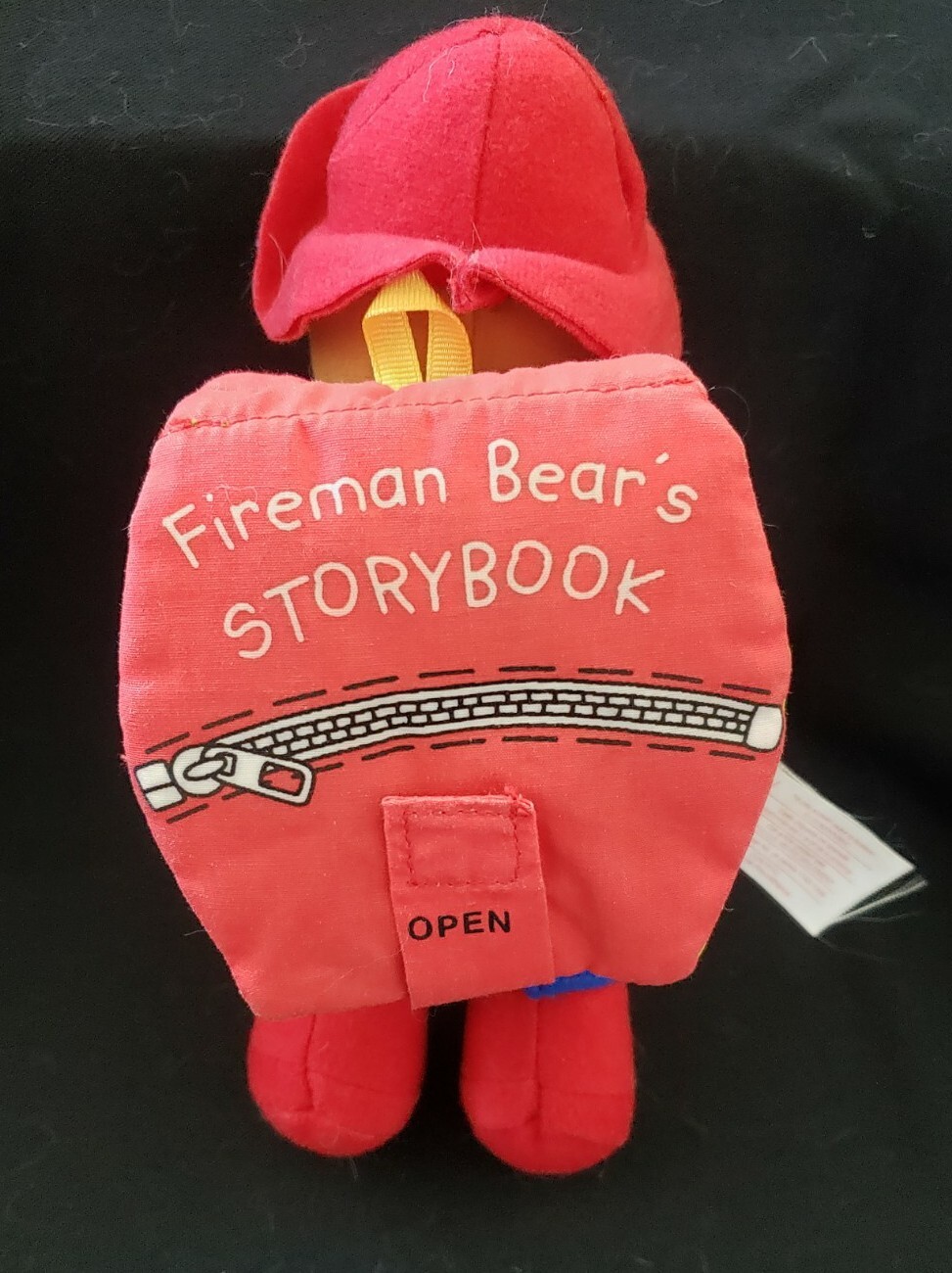 SoftPlay Plush Fireman Bear’s Storybook, Teddy Bear w/Cloth Backpack Book, 2002