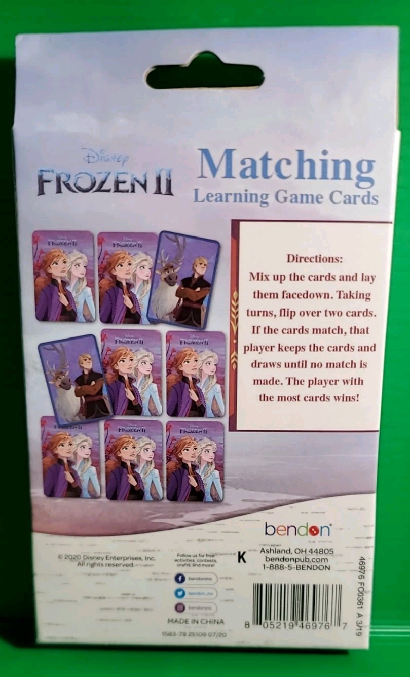 Frozen 2 Matching Game Flash Cards 36 Cards for Ages 3 plus