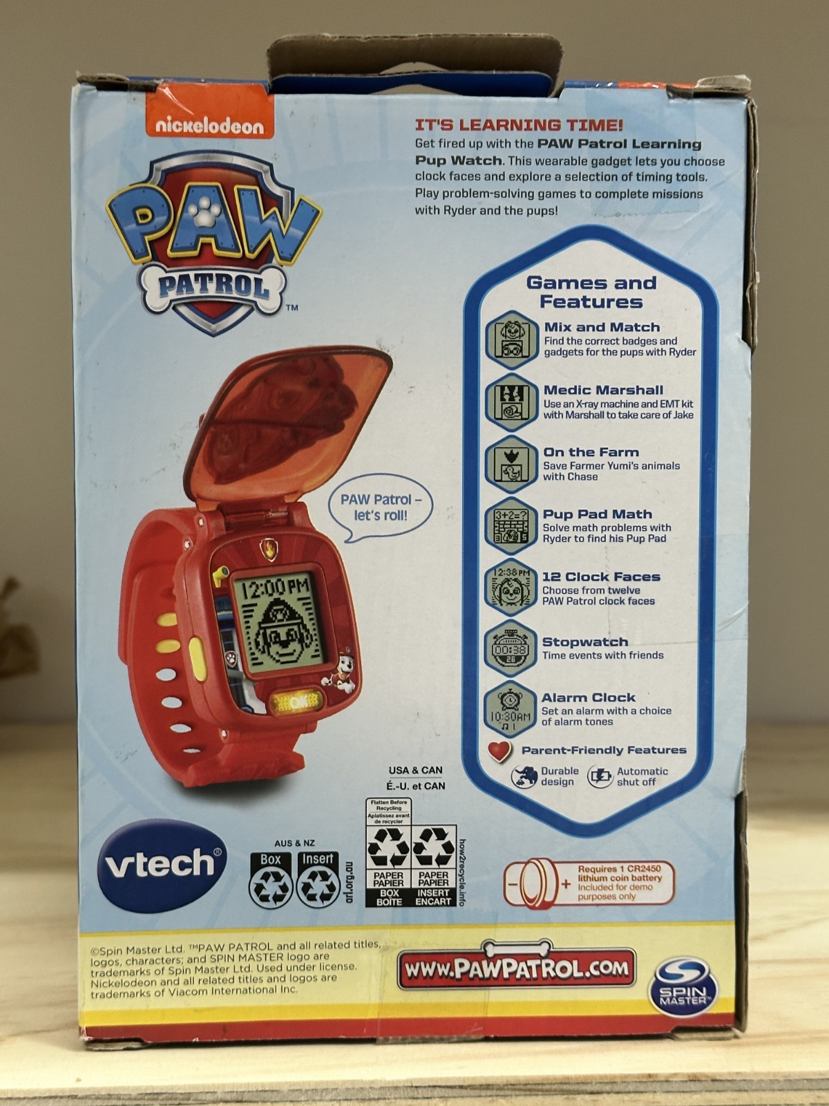 Vtech Paw Patrol Marshall Learning Watch RED NEW DAMAGED PACKAGE