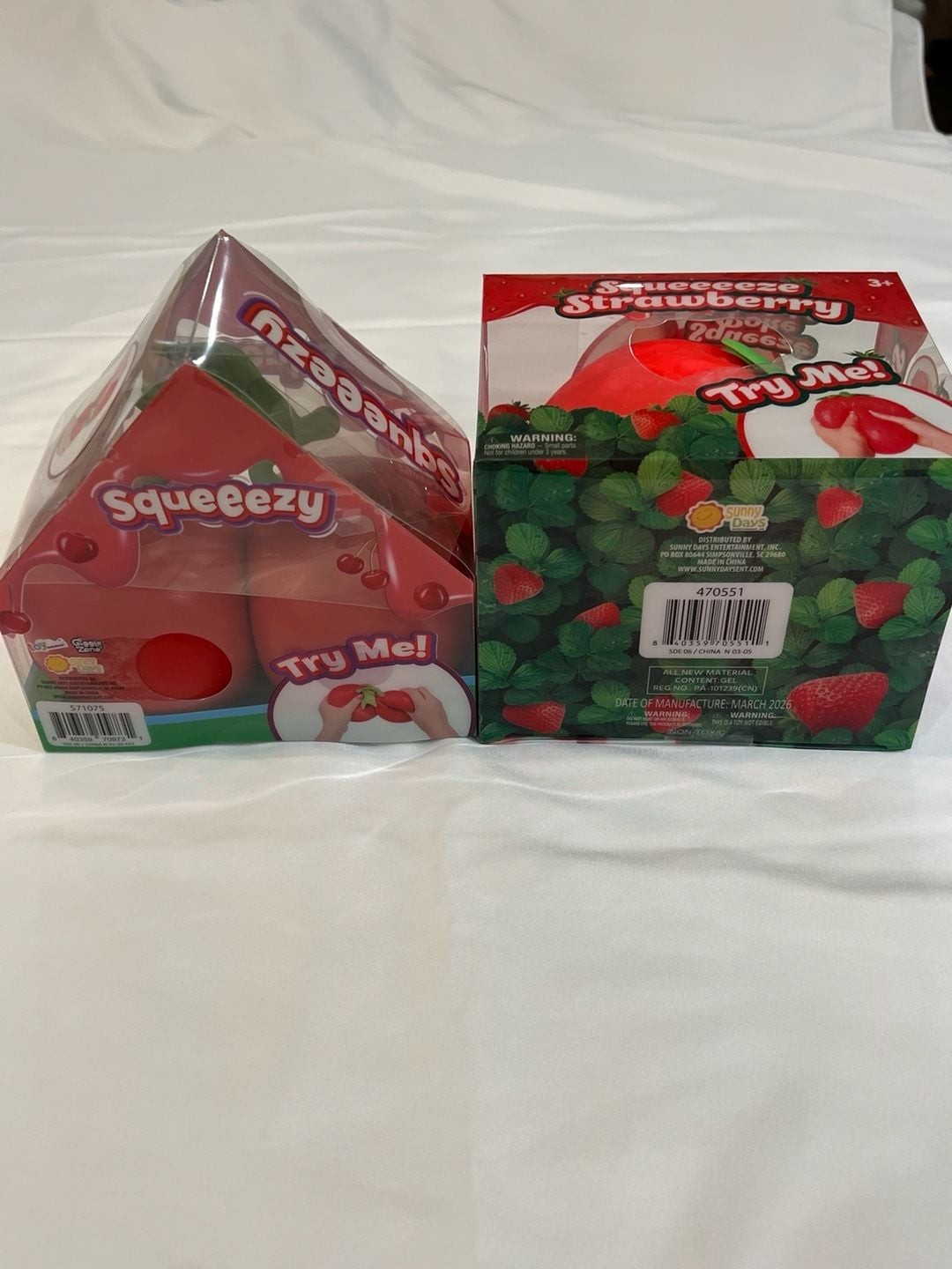 Sunny Days Entertainment Squeeezy Cherry and Strawberry Sensory Fidget Toys Set