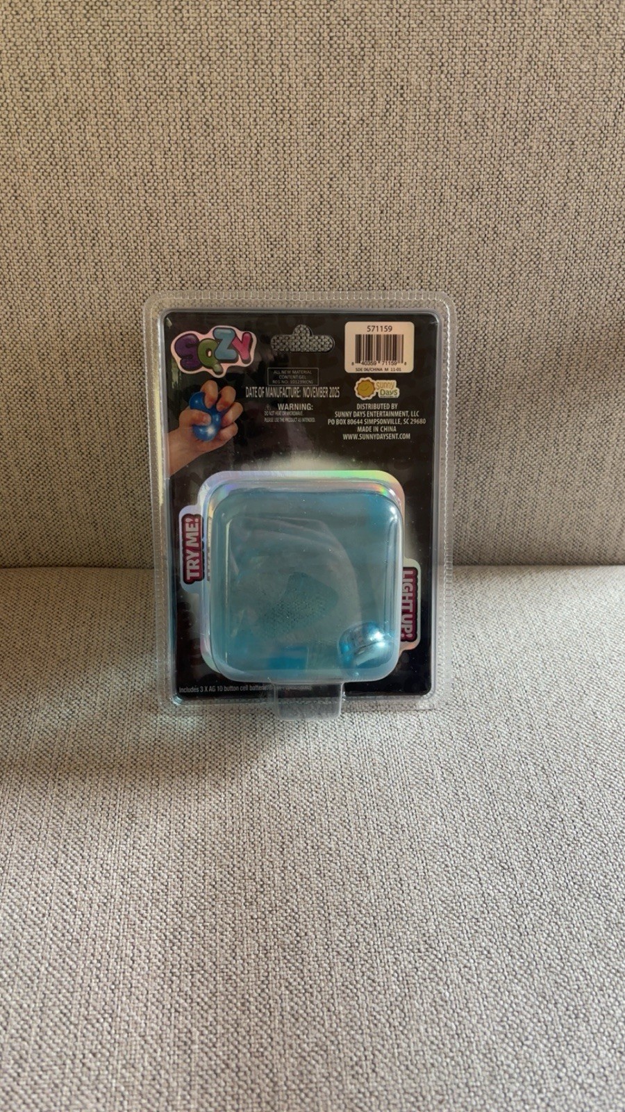 SQZY Extreme Squeezy Light Up Tactile Squeeze Toys Set Blue Clear