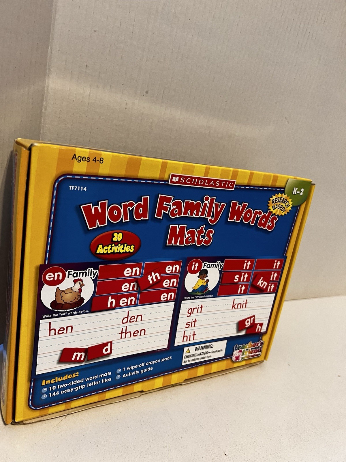 SCHOLASTIC Word Family Words Mats 1990s Phonics Teacher’s Friend K-2 Ages 4-8