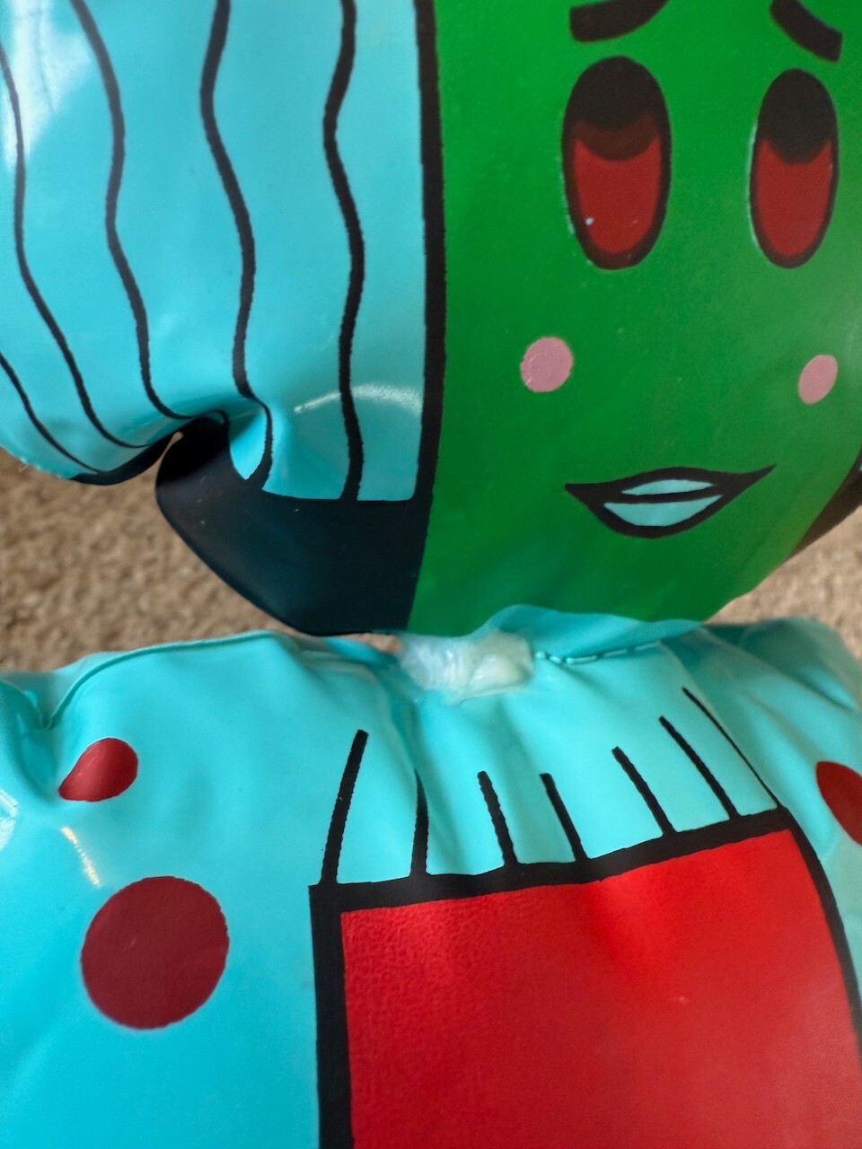 1971 The Letter People Inflatable Huggable Ms. I “Incredible Inventor” holds air