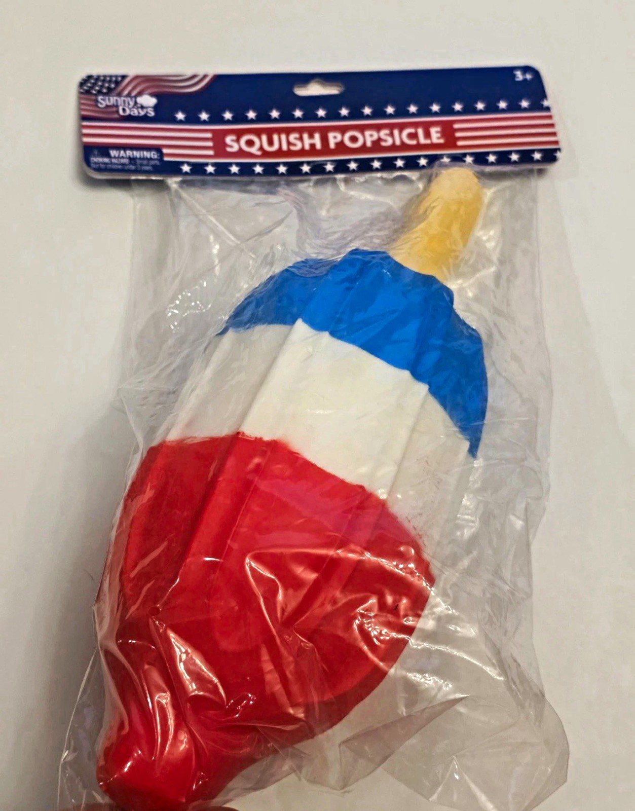 Sunny Days Squish Popsicle Tactile Squeeze Toy Red White Blue Age 3-4