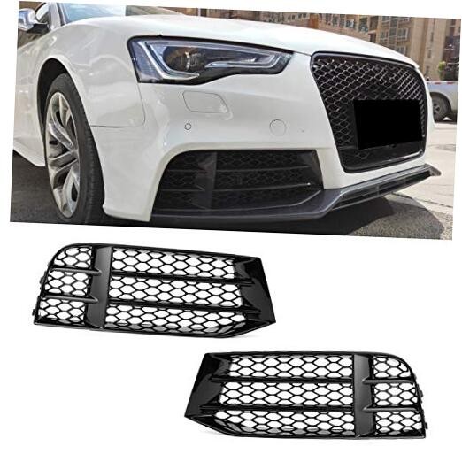 Rs5 Grill,Front Bumper Lower Fog Light Grill Grille Covers Glossy Black