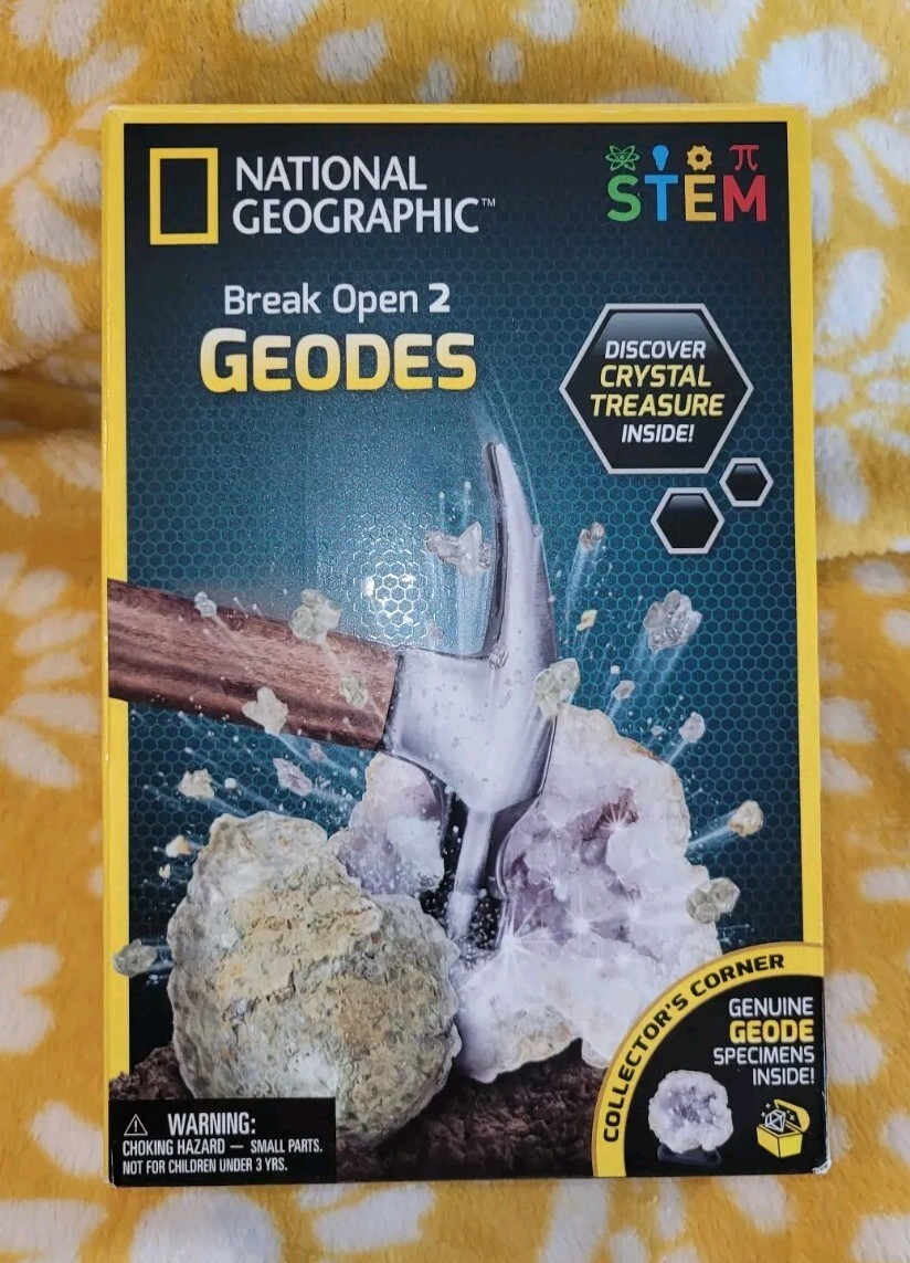 NEW National Geographic Geology Science STEM Kit Break Open 2 Genuine Geodes