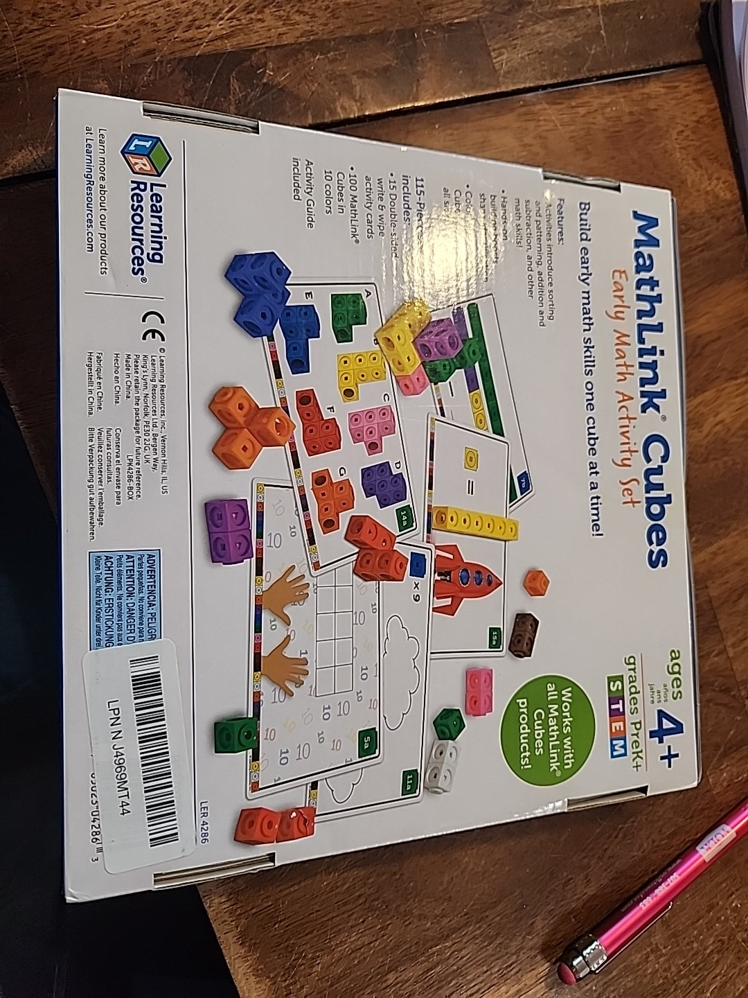 Learning Resources MathLink Cubes 115 pcs STEM Math Activity Set Counting 4+