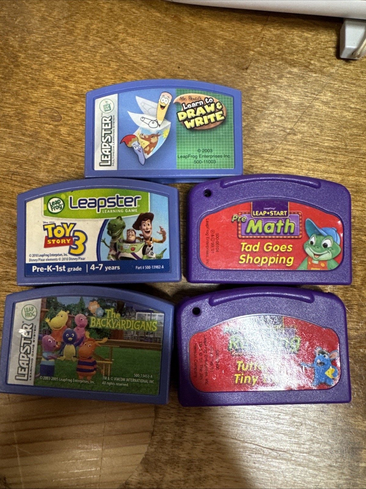 Leapfrog LEAPSTER Cartridge Games Lot Of 5 Toy Story 3 Backyardigans Draw Write