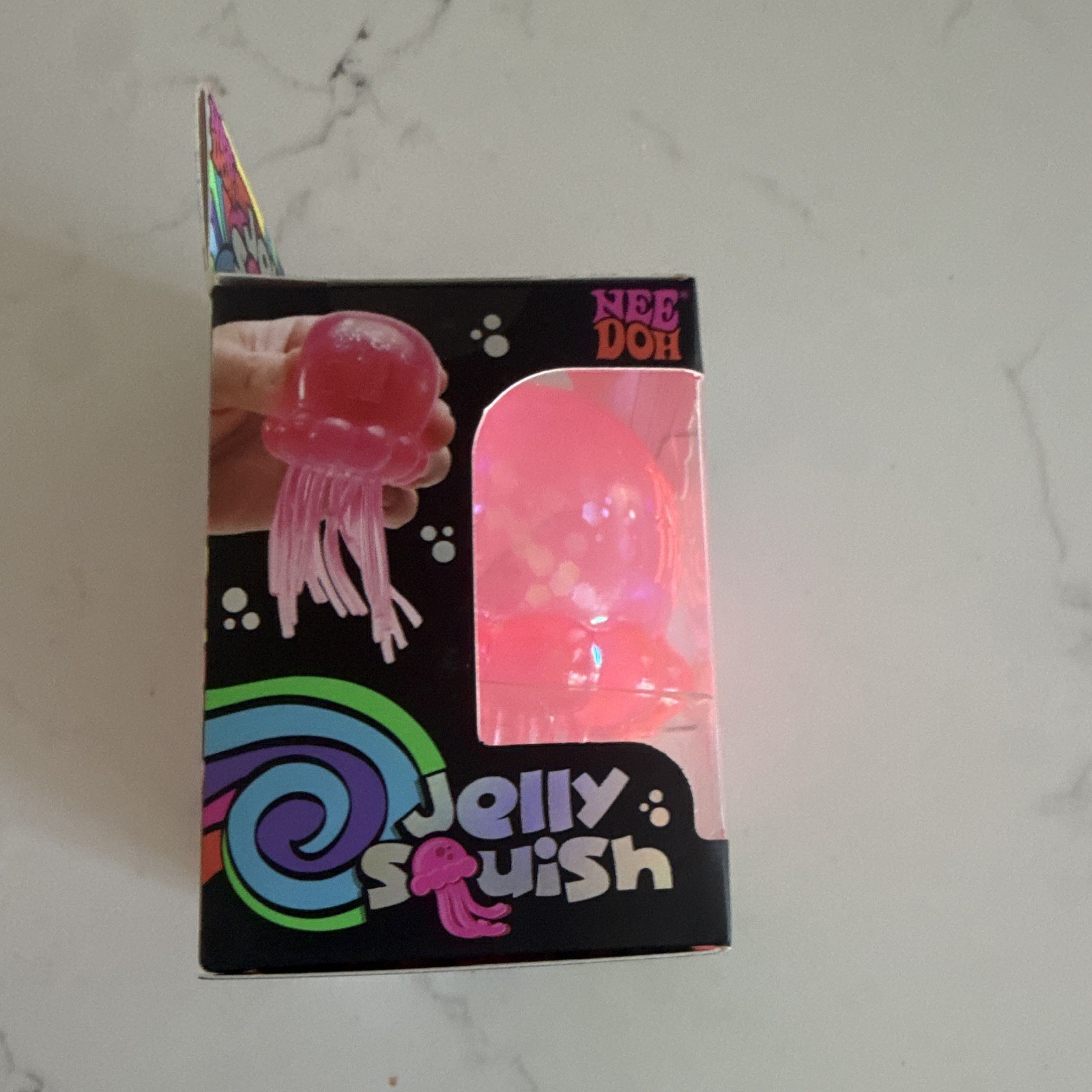 NeeDoh JellySquish Pink Jellyfish Super Solid Squish Squeeze Toy 3+