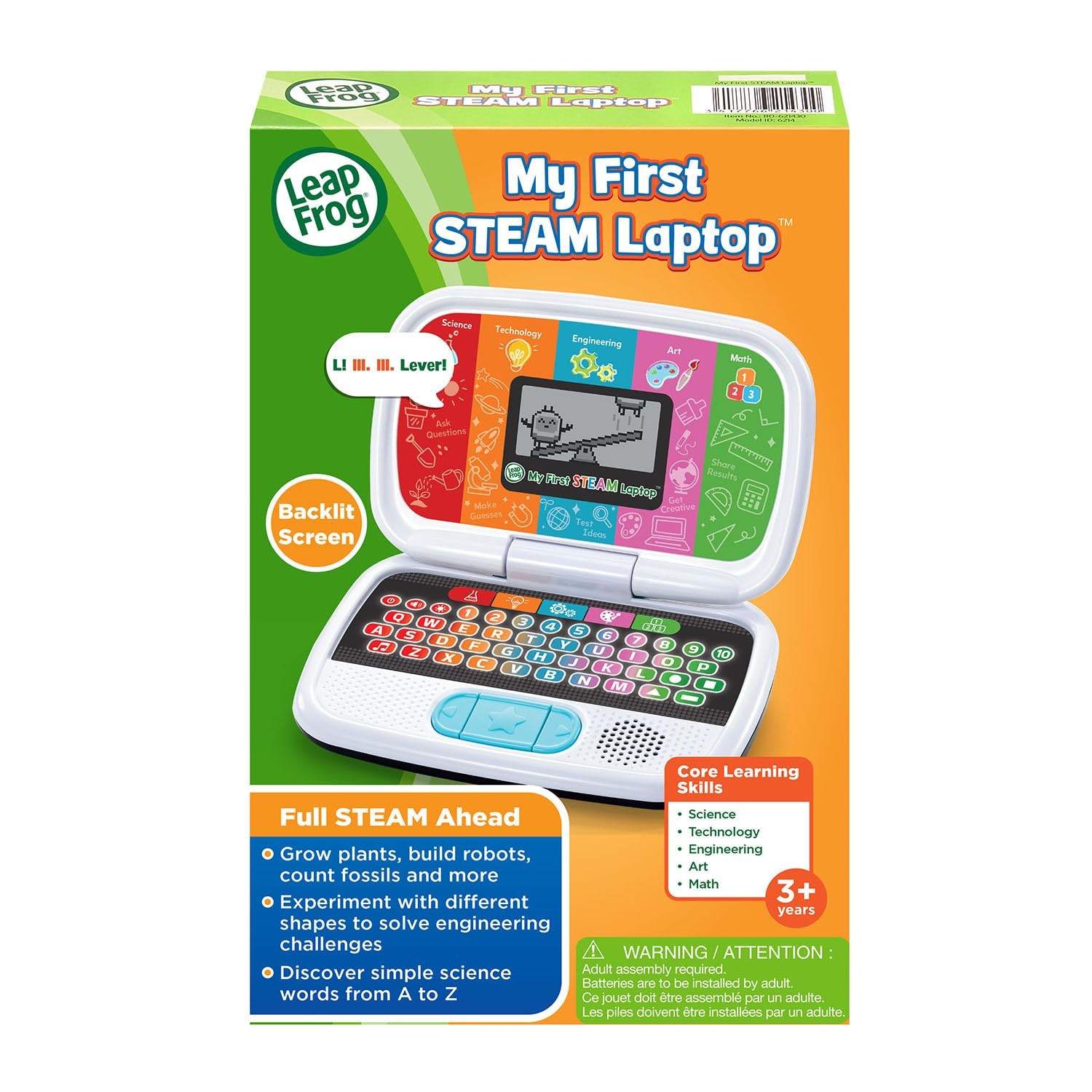 LeapFrog My First STEAM Laptop 9.3″ x 6.2″ x 2.2″, Multicolor
