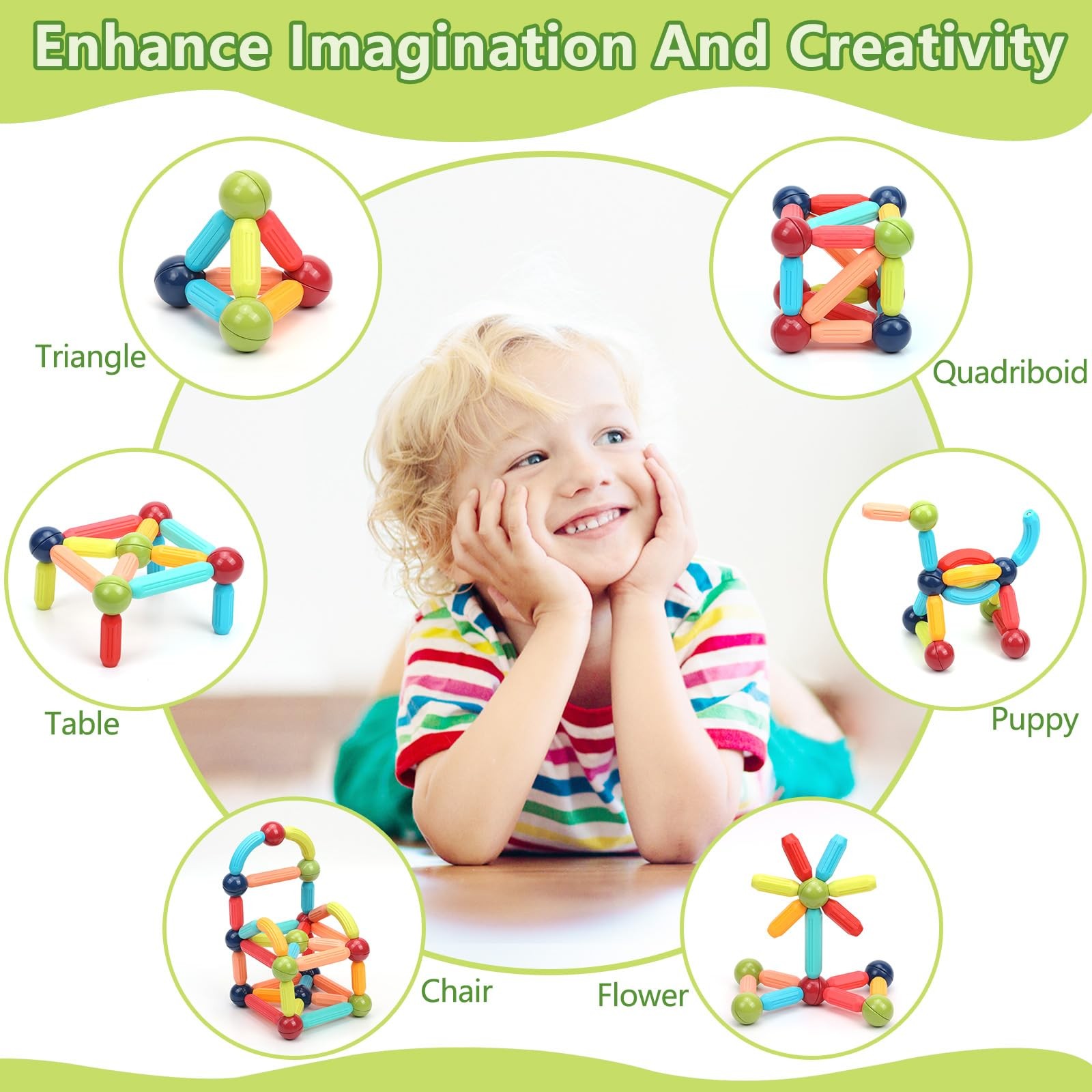 COUOMOXA Magnetic Building Blocks for Toddlers: STEM 42Pcs, Multicolor