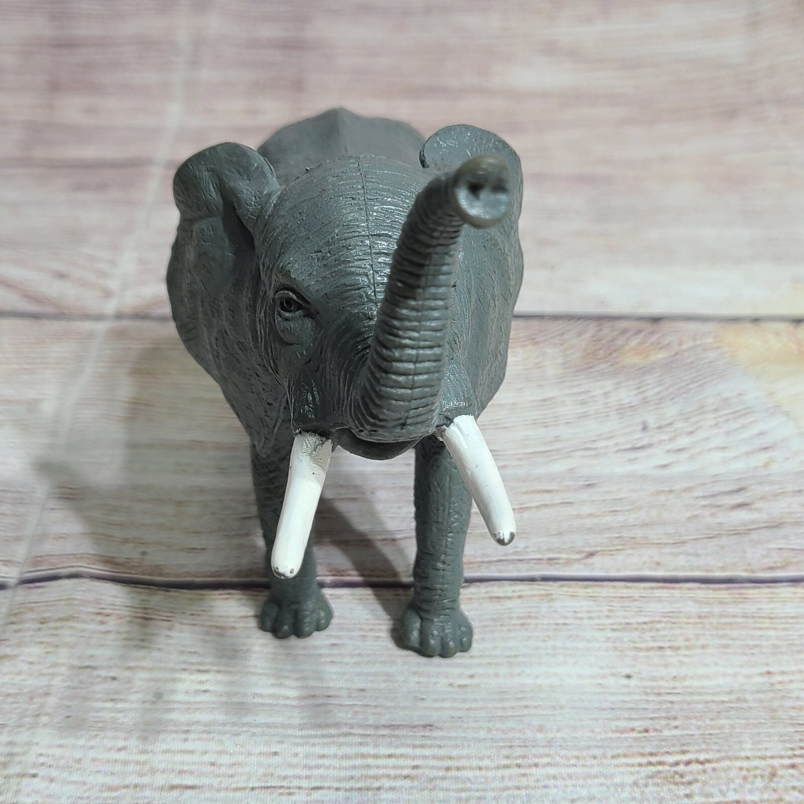 Unbranded Elephant Figurine Toy Pretend Play Jungle Gray White 6″