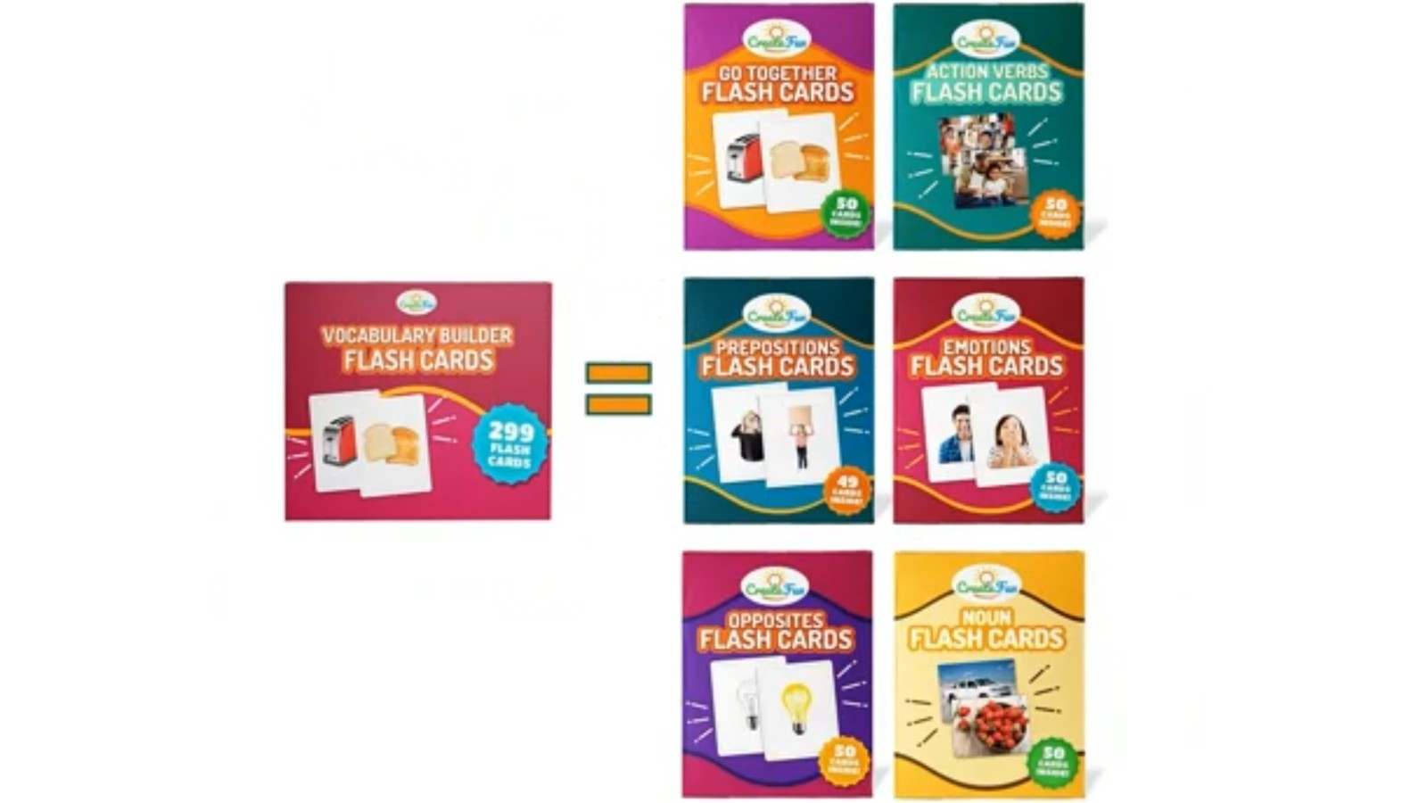 299 Vocabulary Builder Flash Cards – Educational Photo Cards for ESL, Speech The