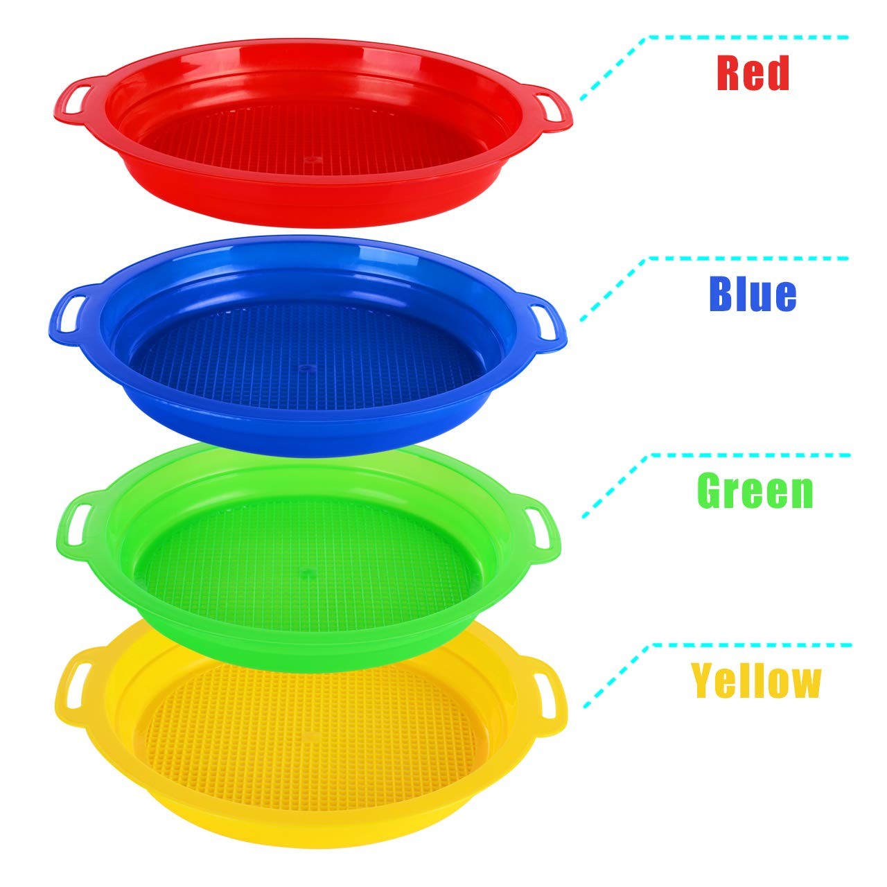 QINGLER Sand Sifters Sieve for The Beach Small, Red, Blue, Yellow & Green