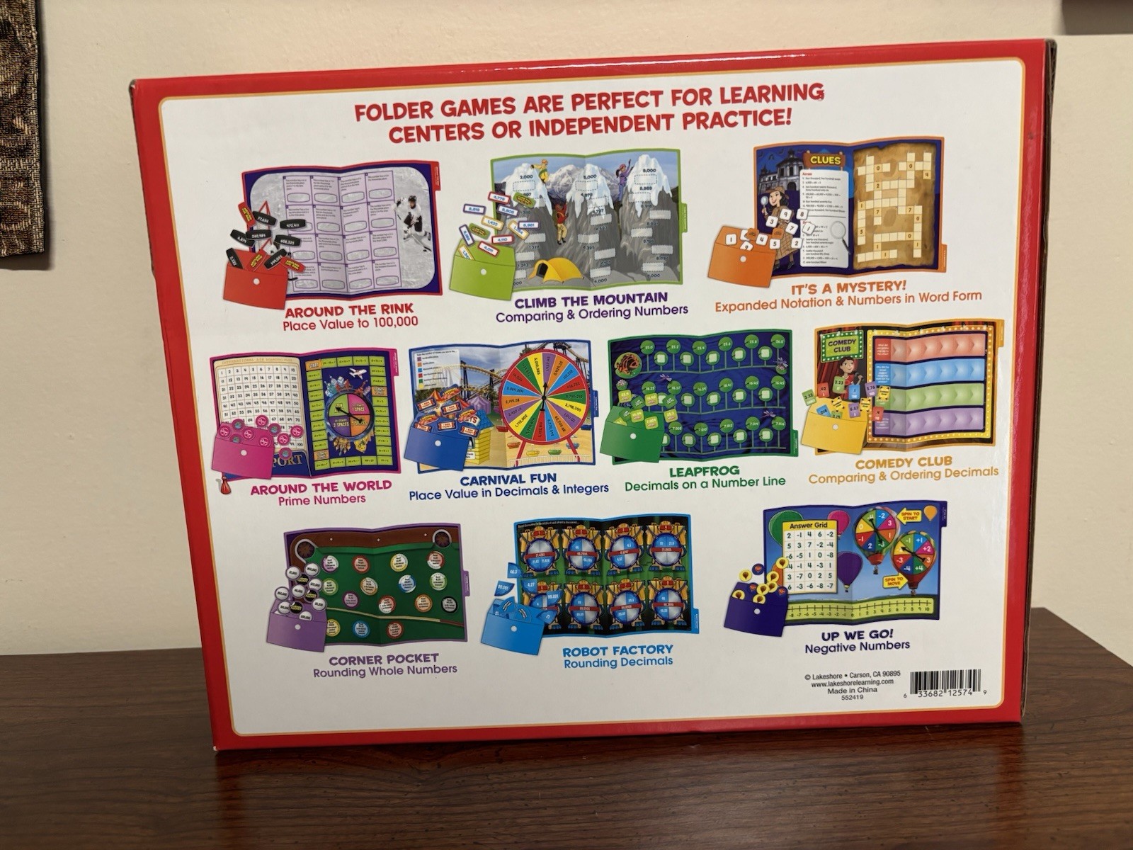 Lakeshore NUMBER SENSE ELEMENTARY FOLDER GAMES Grades 4-5 Homeschool/Class ~New~