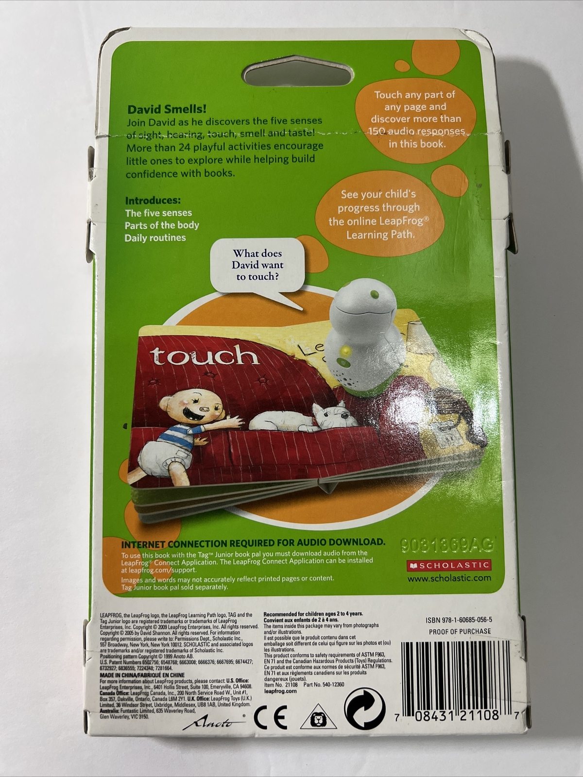 LeapFrog Tag Junior Book David Smells Senses 2-4 Years