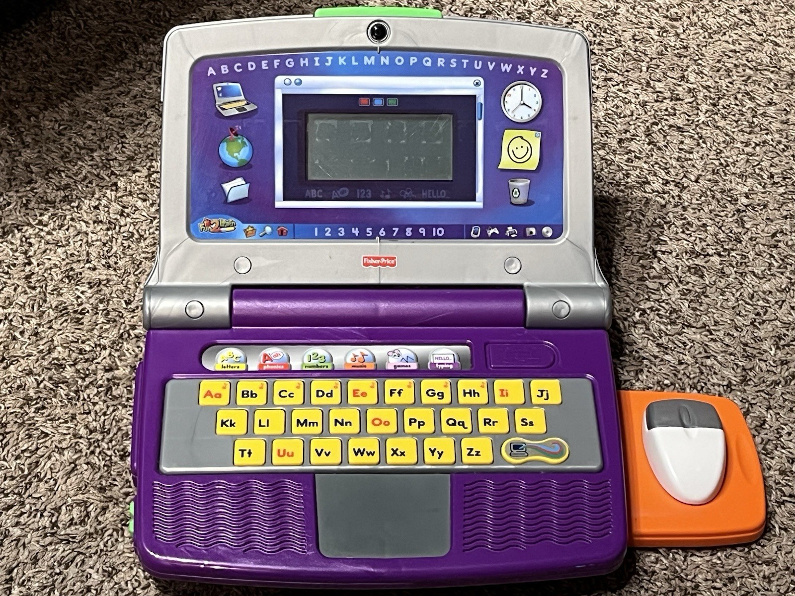 Fisher-Price 2009 Fun2learn Color Flash Laptop Purple Grey Works Great Cleaned ￼