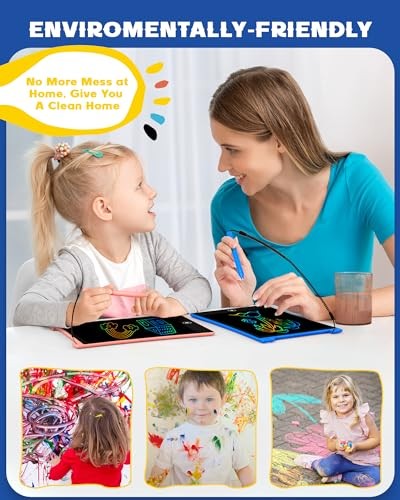 2 Pack LCD Writing Tablet with Stylus Colorful Doodle Board 8.5 inch Blue+pink