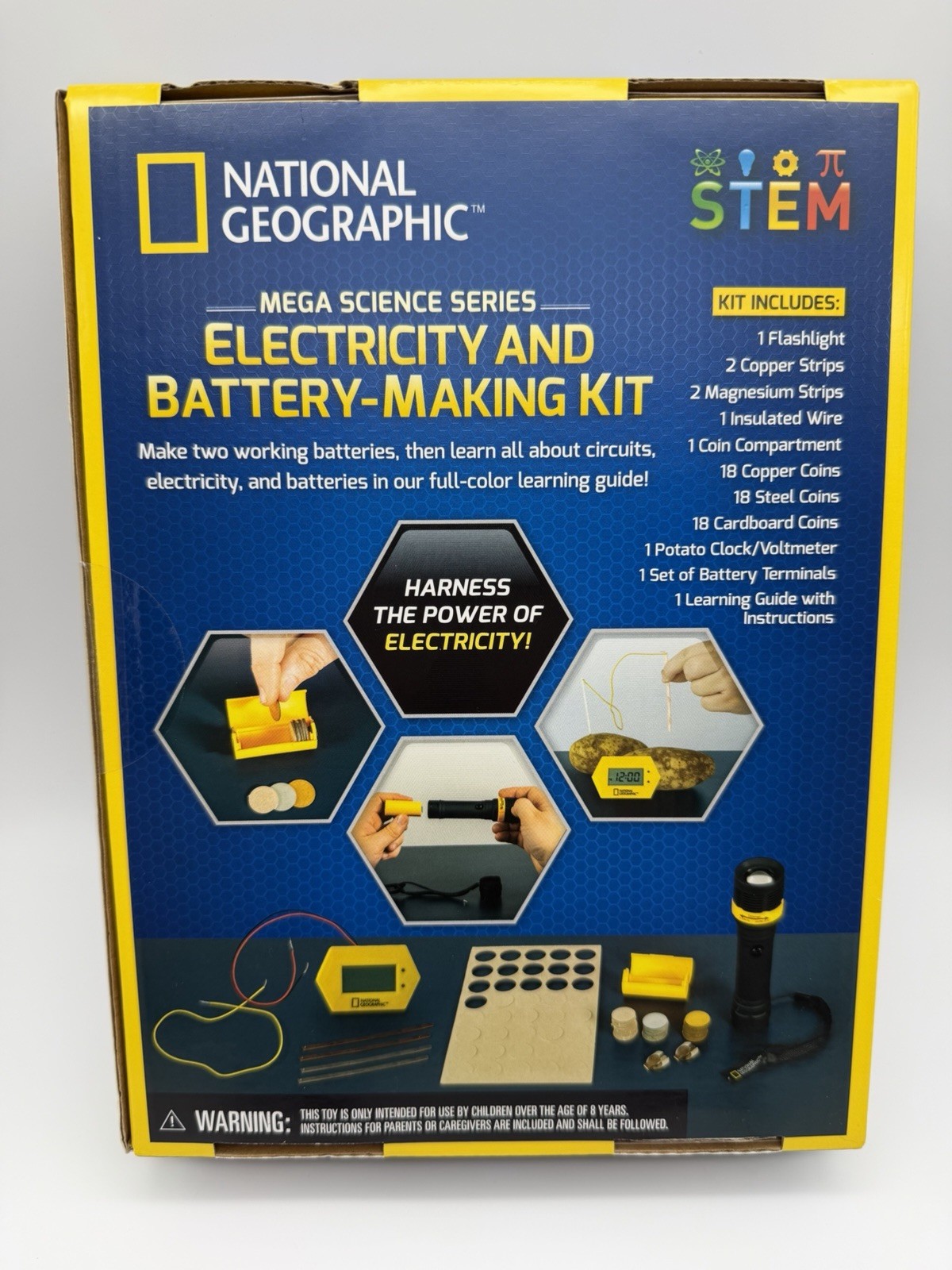 National Geographic STEM Battery Making Kit Potato Clock and Penny Power Science