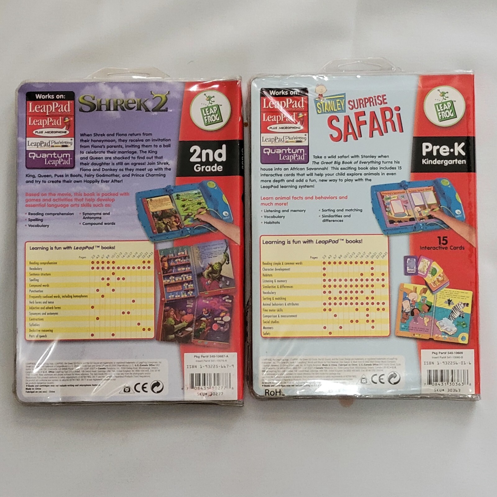 LeapPad New Unopened Shrek 2 & Stanley Suprise Safari Books w/ Cartridges