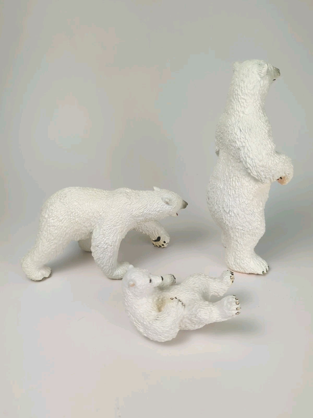 Vintage Polar Bear Set Male Female & Cub 1990 Safari Ltd Christmas Decor EUC