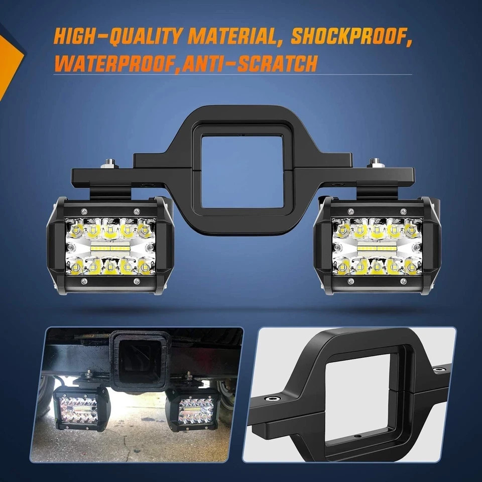 Nilight 2 Pcs 4 Inch 60W Led Pods with 2 Inch Tow Hitch Mounting Brackets Backup