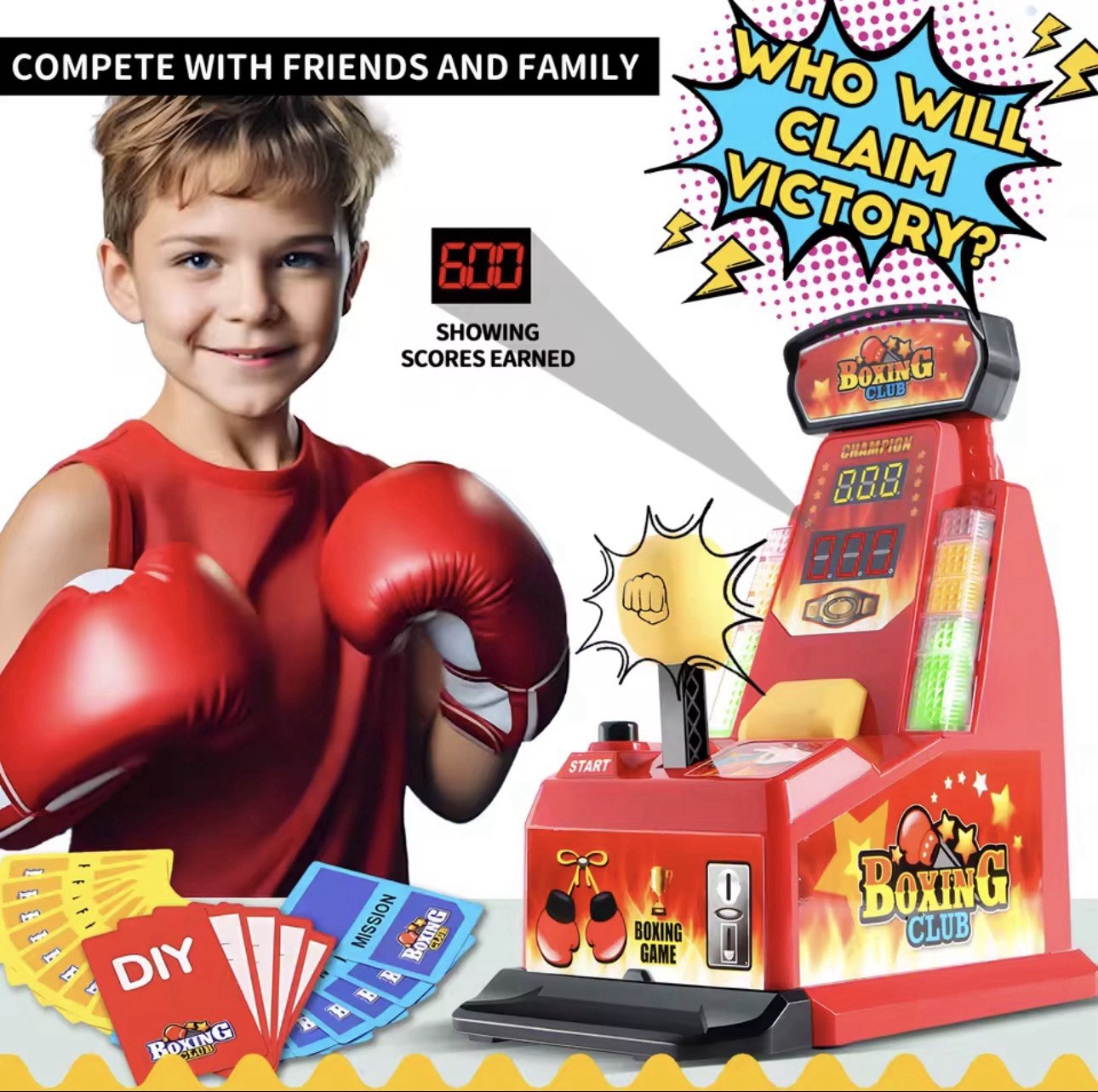 New Mini Boxing Toy Kids Family Game Desktop Integrator Table Finger Force Fun