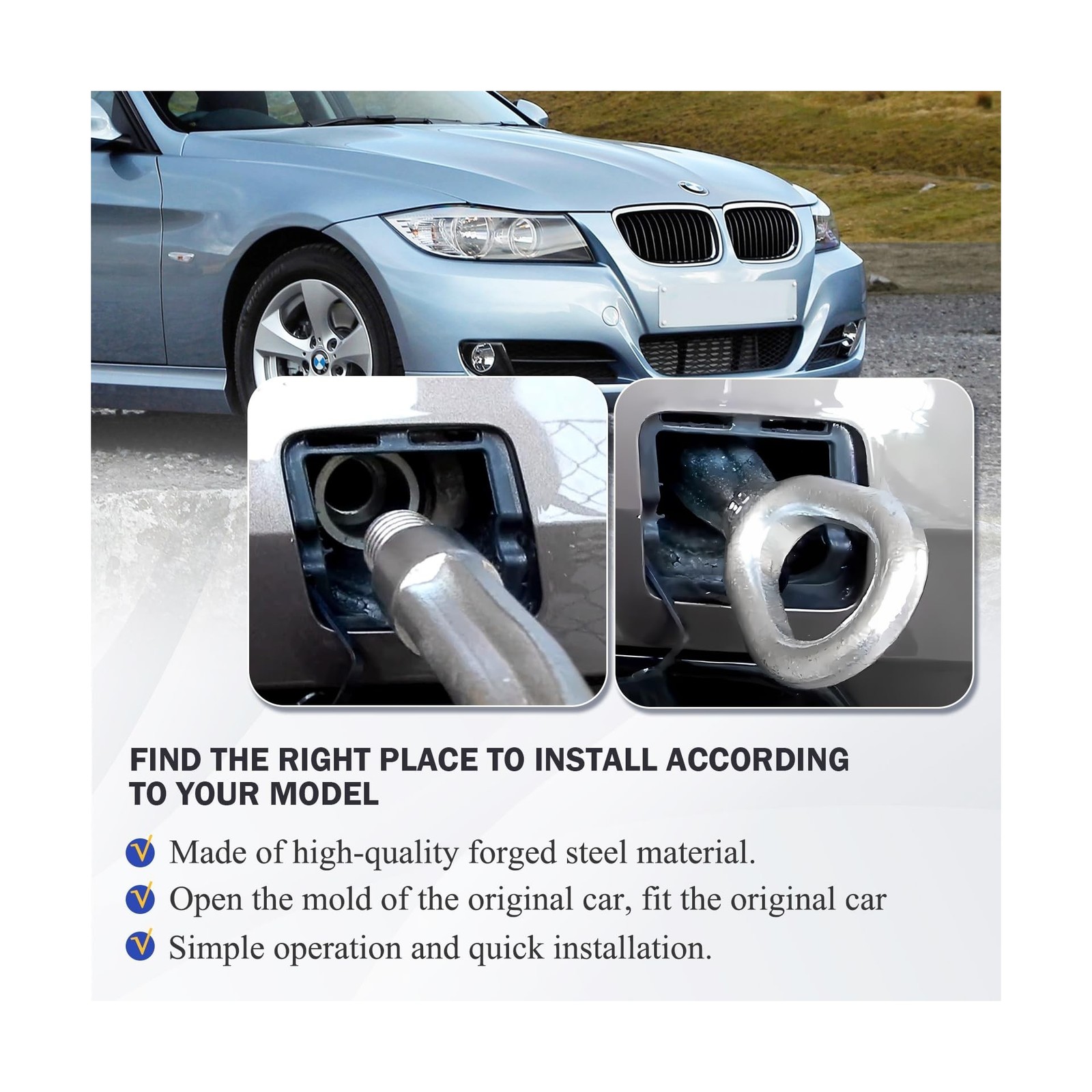X4XZ 72157070643 Tractive Tow Hook Towing Eye Hook for BMW 1 3 5 7 X5 X3 Seri…