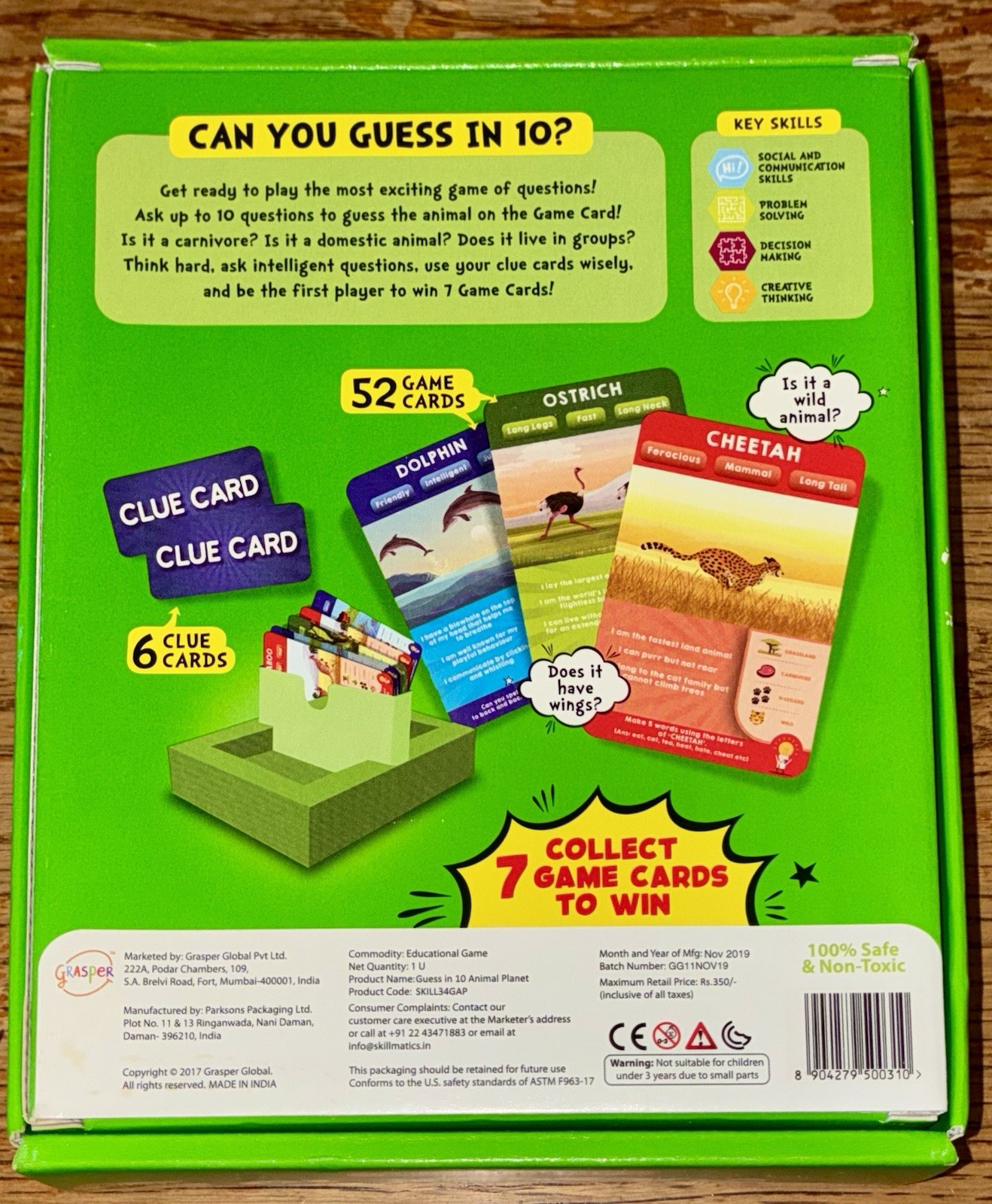 Skillmatics GUESS IN 10 Animal Planet ~Family Card Game 2-6 Players 6+ ~COMPLETE