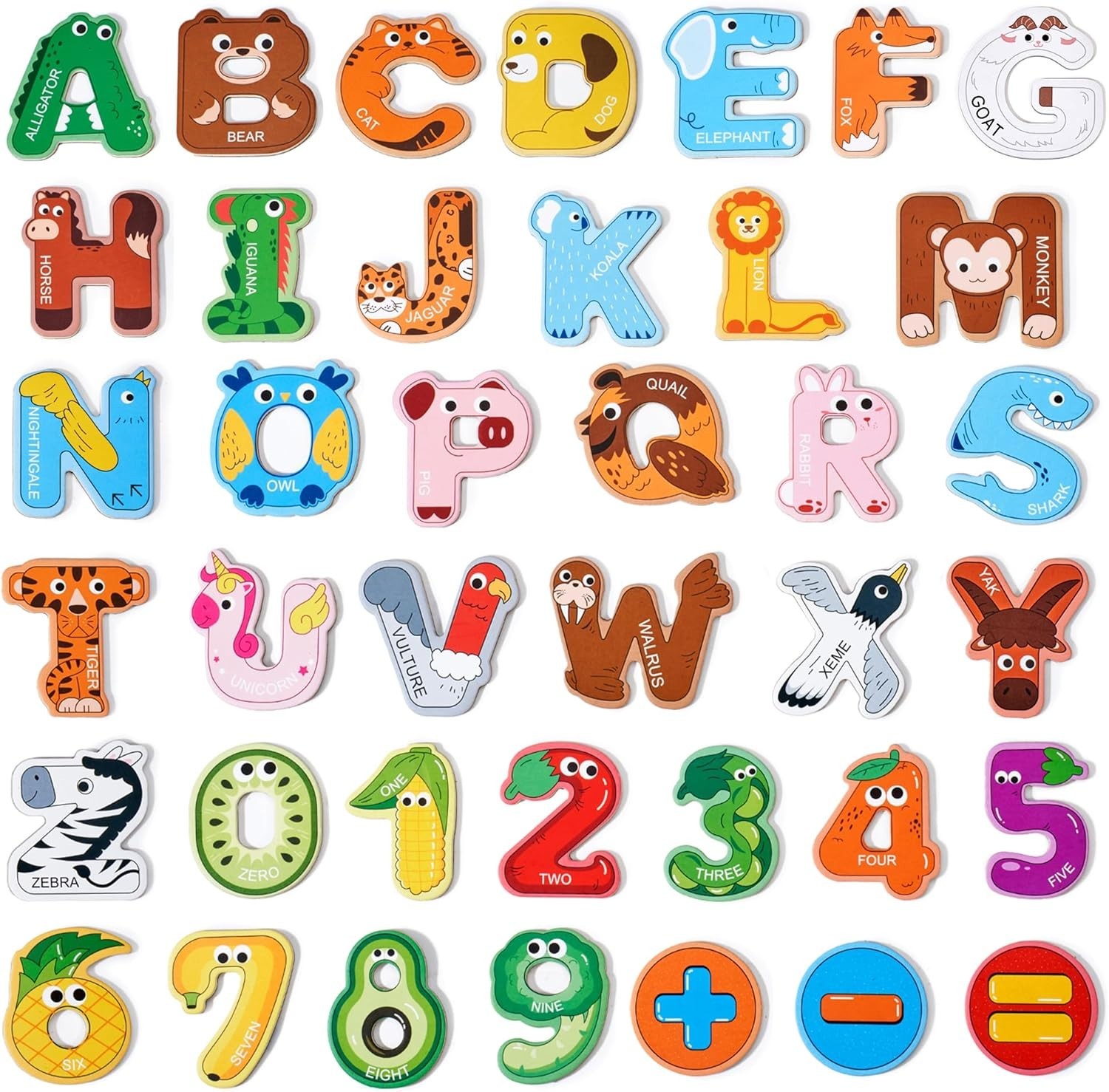 Engaging Magnetic Letter & Number Set with Animal Illustrations for Ages 2-5