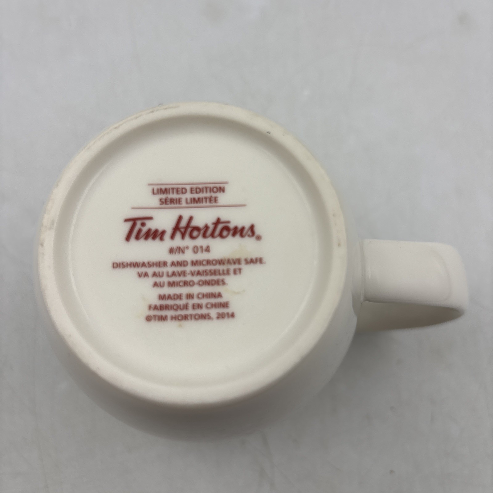 Pair Of Tim Hortons Limited Edition #014 / 006 Coffee Mugs Gold & Teal Inside