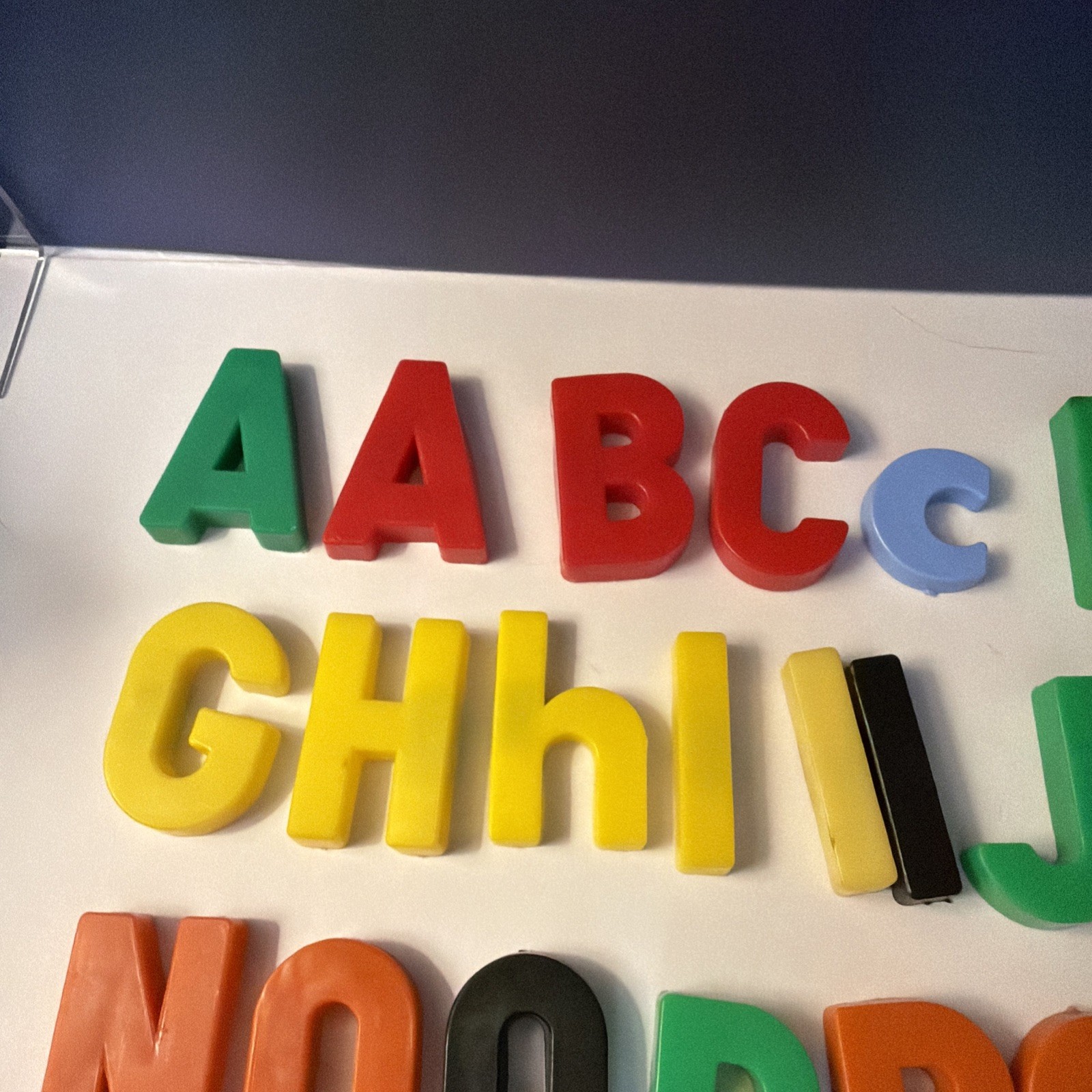 Lot Of 44 Mixed Colors Plastic Magnetic Fridge Alphabet Letters Math Kids School