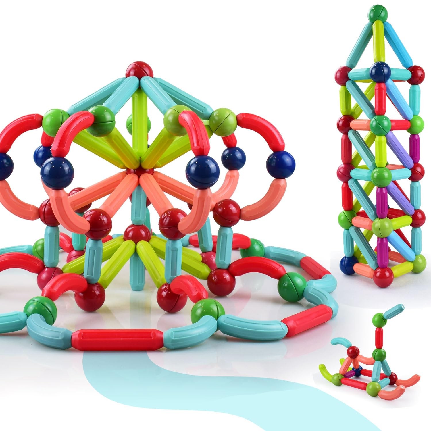 BAKAM Magnetic Building Blocks for Kids Ages 4-8, STEM 25PCS, Multicolored