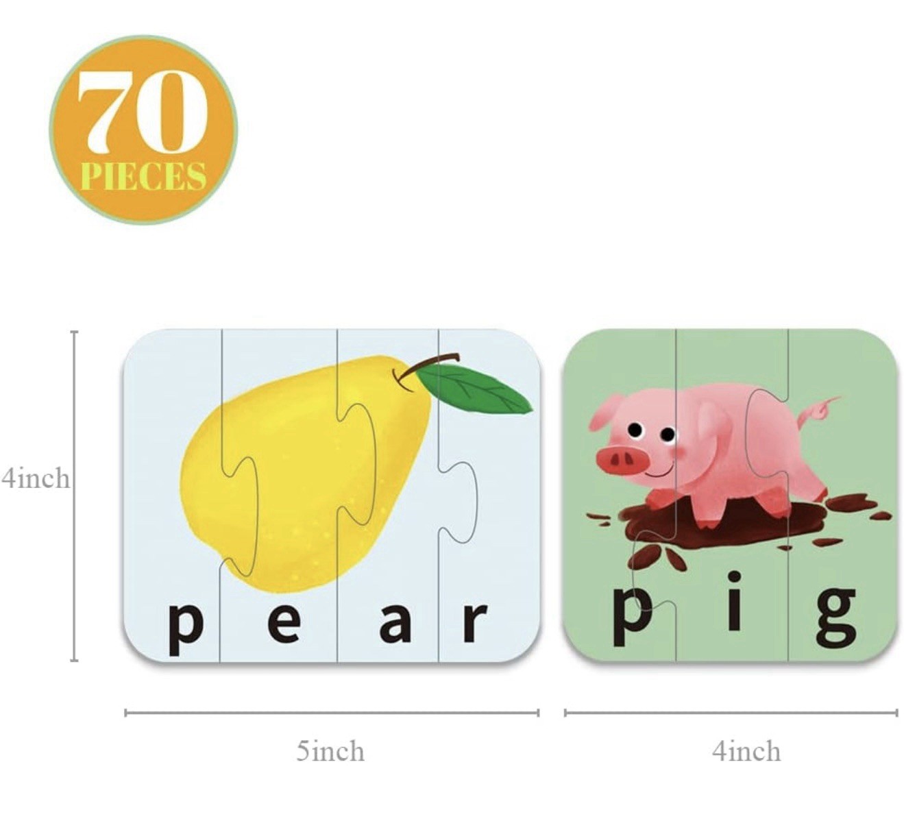 Kidepoch Spelling Puzzle Cards Educational Game 70 pieces