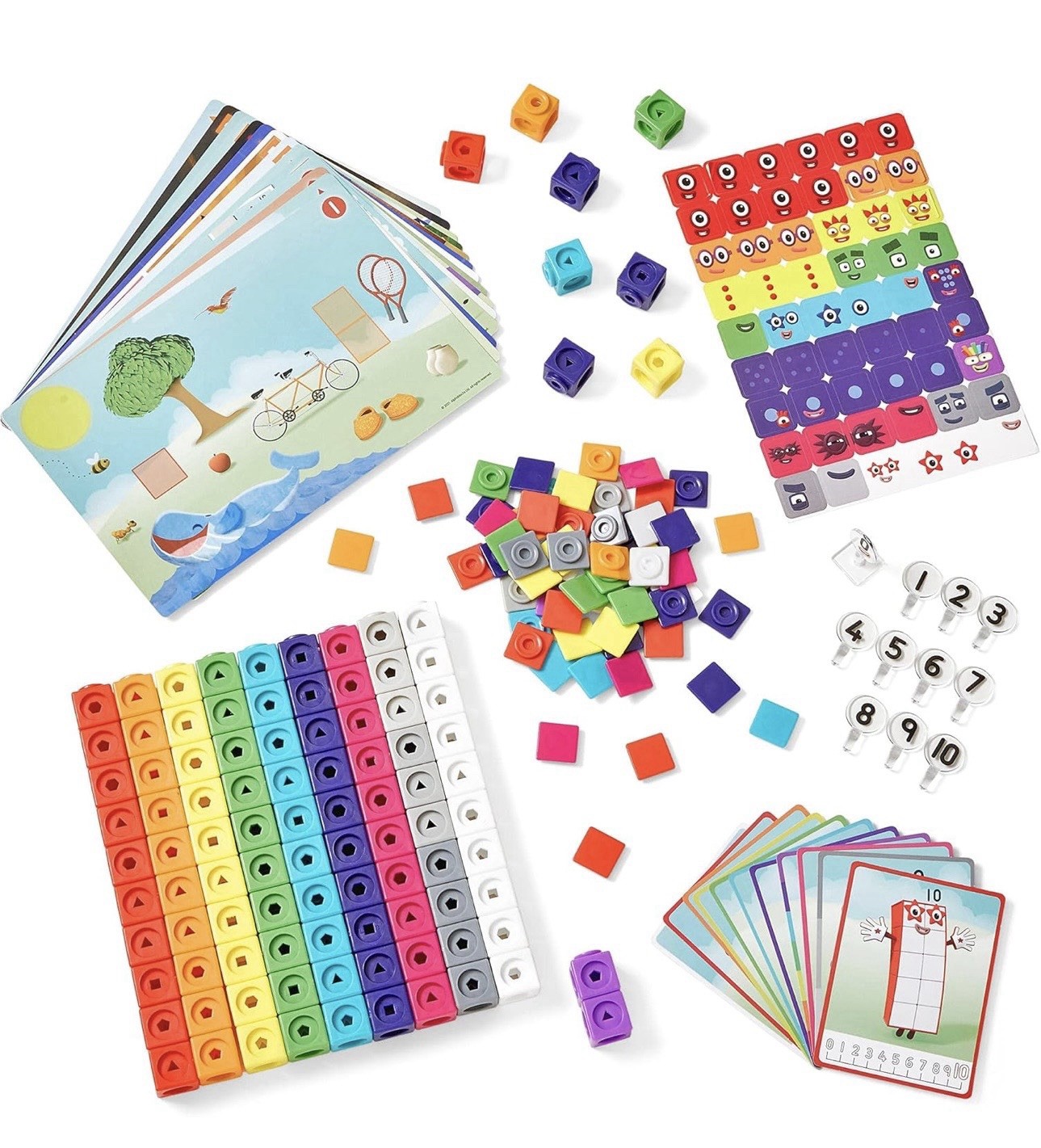 Numberblocks Bundle Lot Mathlink Cubes Activity Set +Friends 1-5+Sensory Bottles