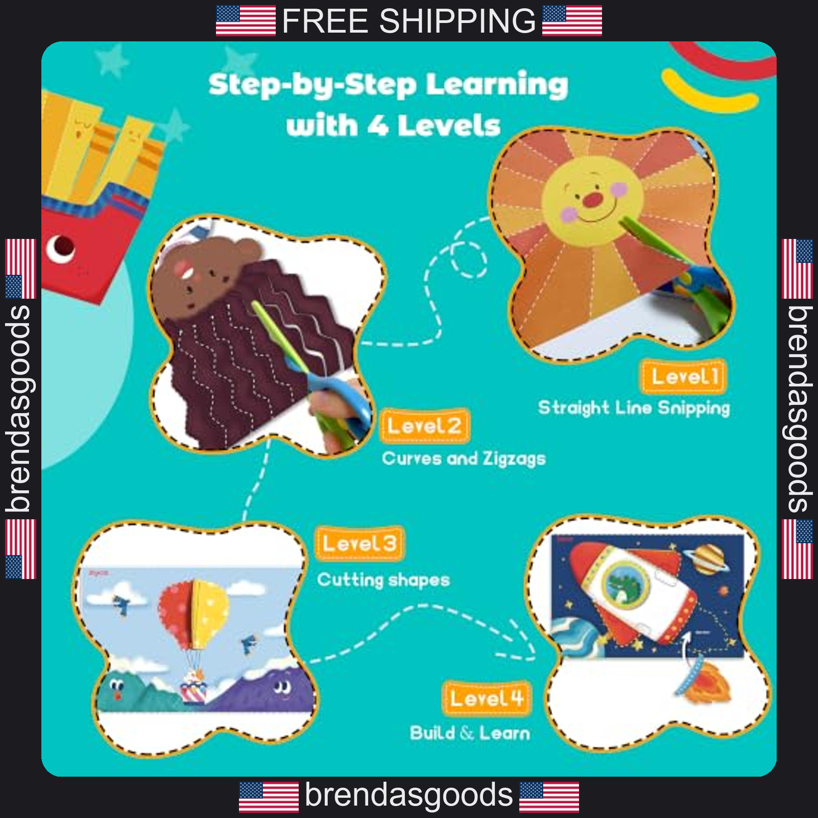 Kids Scissor Skills Activity Kit with 2 Safety Scissors and 27 Crafts